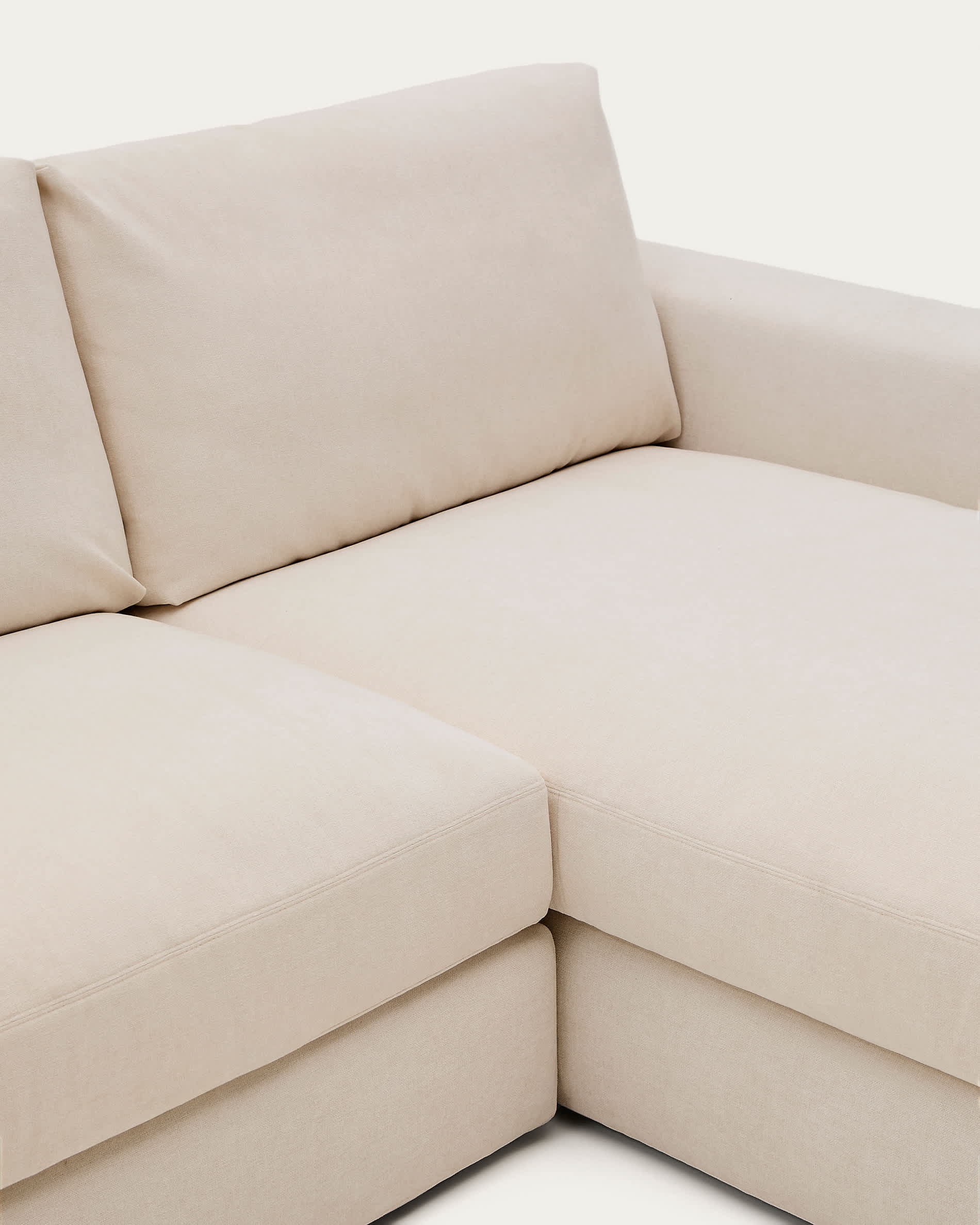 Alea beige chenille 5-seater modular sofa with right chaise longue and removable cover 340cm