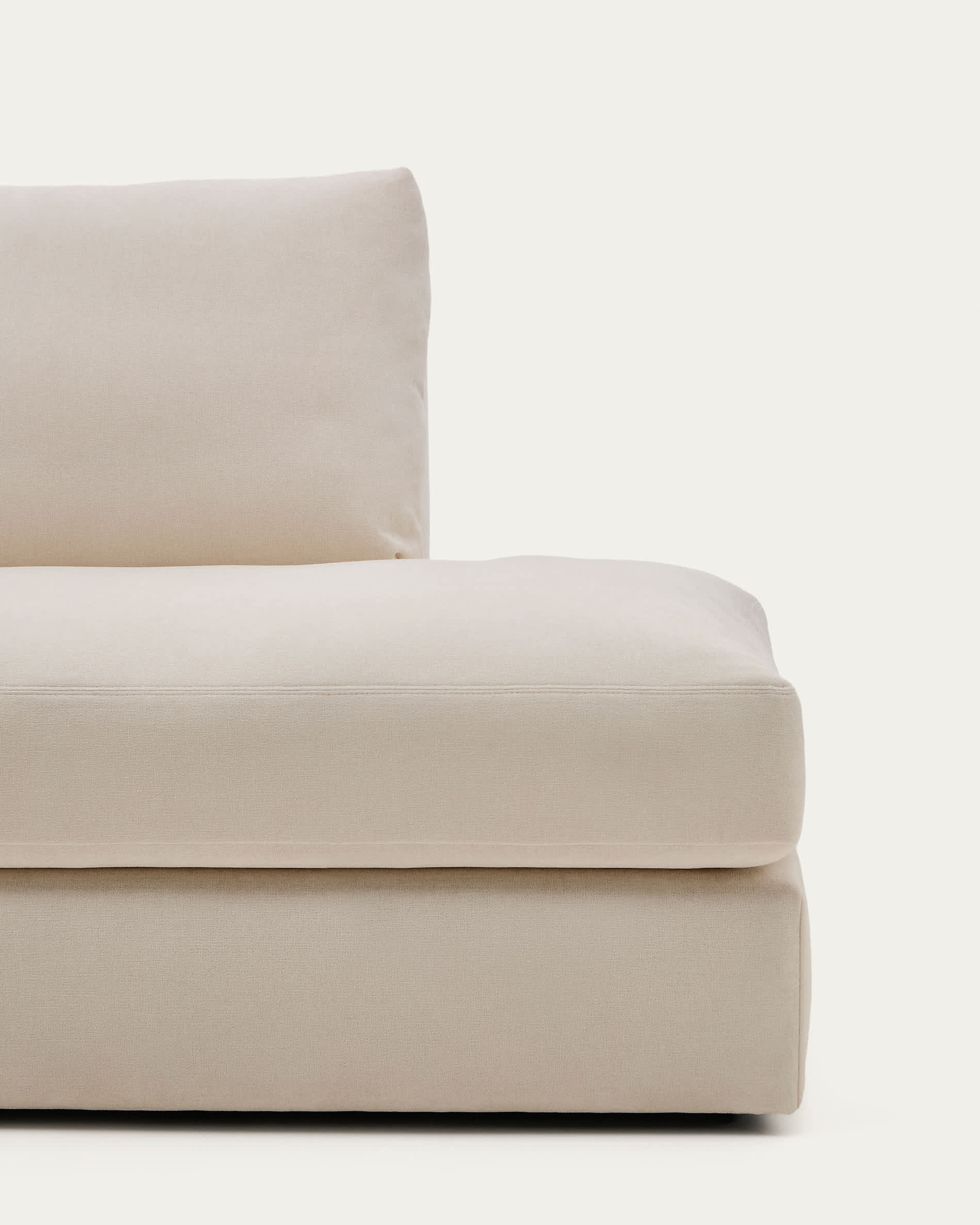 Alea beige chenille 5-seater modular sofa with left chaise longue and removable cover 340cm