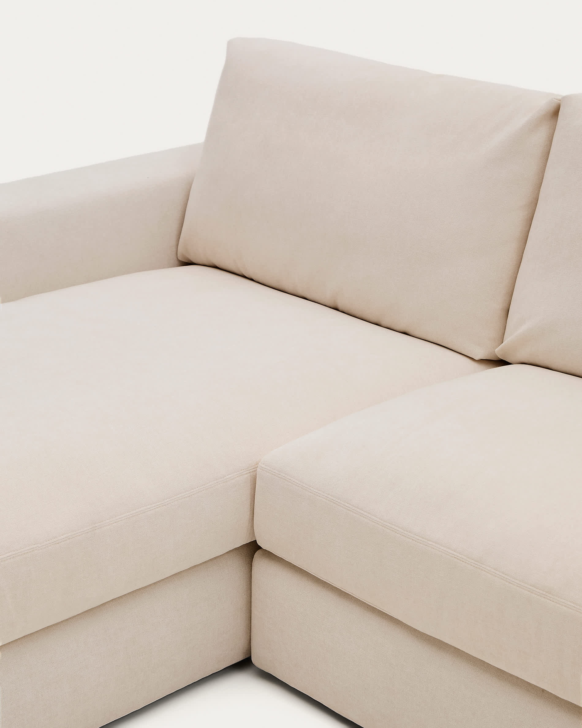 Alea beige chenille 5-seater modular sofa with left chaise longue and removable cover 340cm