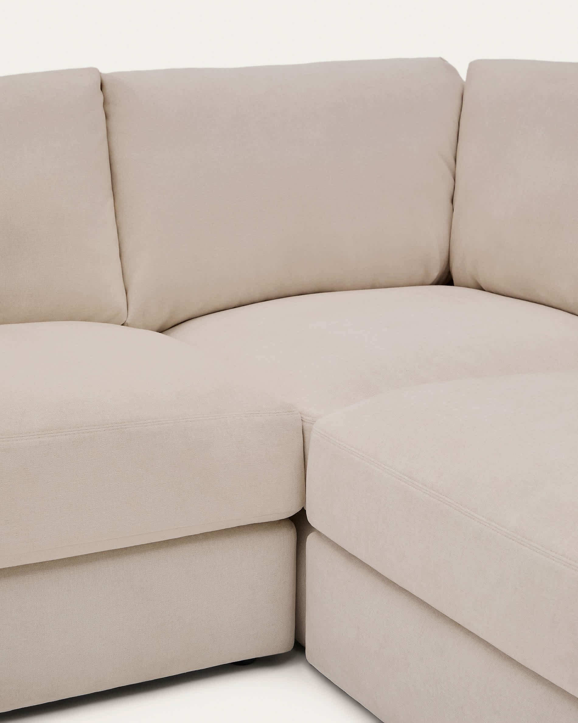 Alea 5-seater modular corner sofa with removable cover in beige chenille 310 x 310cm