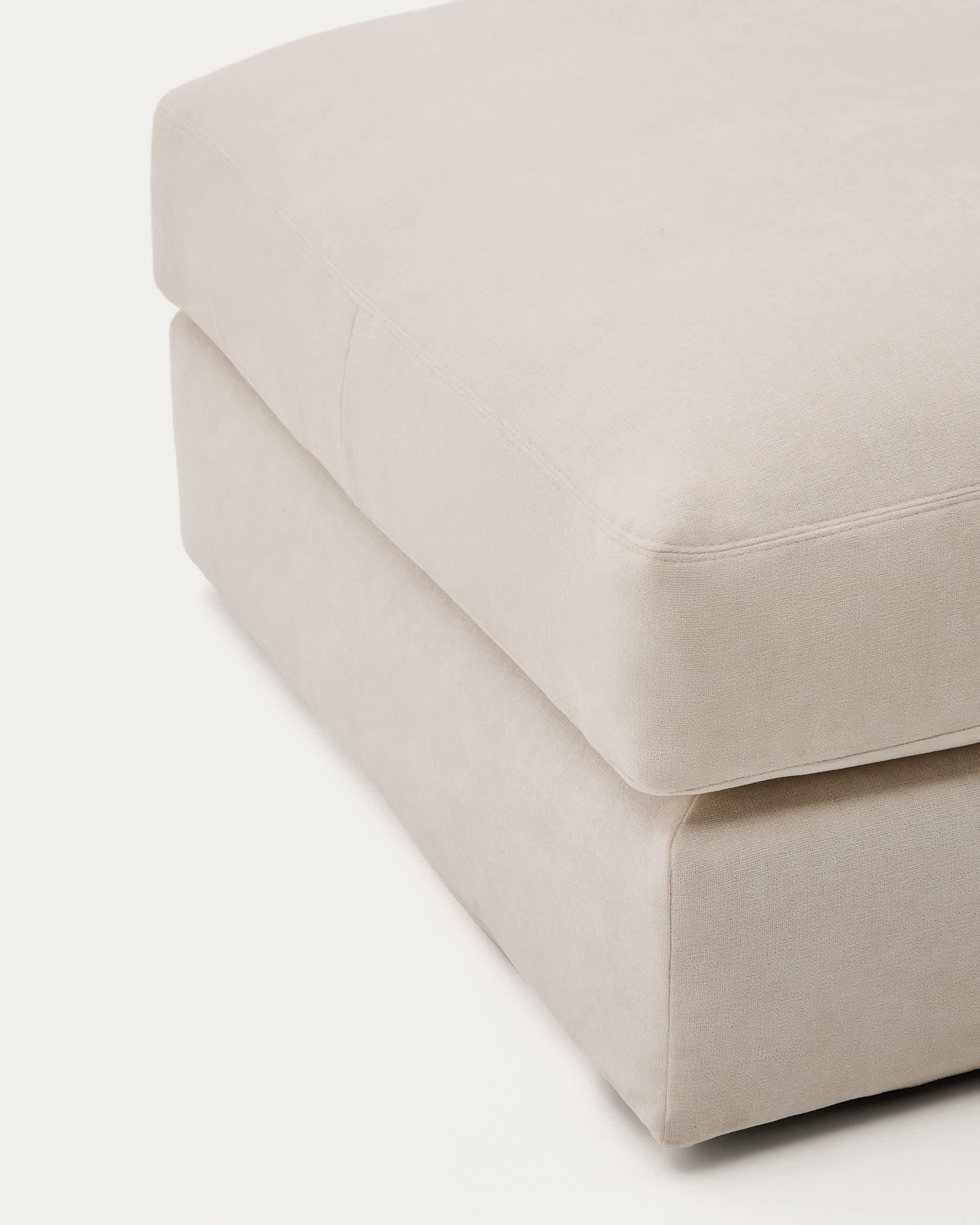Alea beige chenille footrest with removable cover 90 x 90cm
