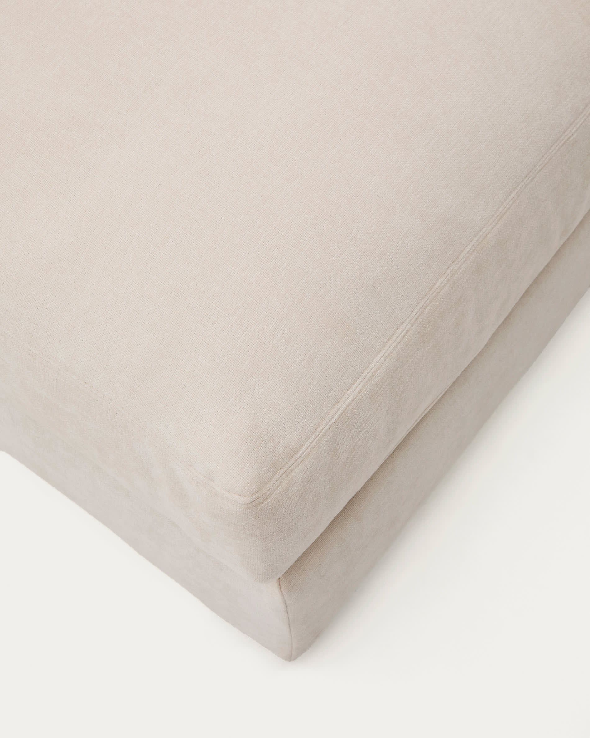 Alea beige chenille footrest with removable cover 90 x 90cm