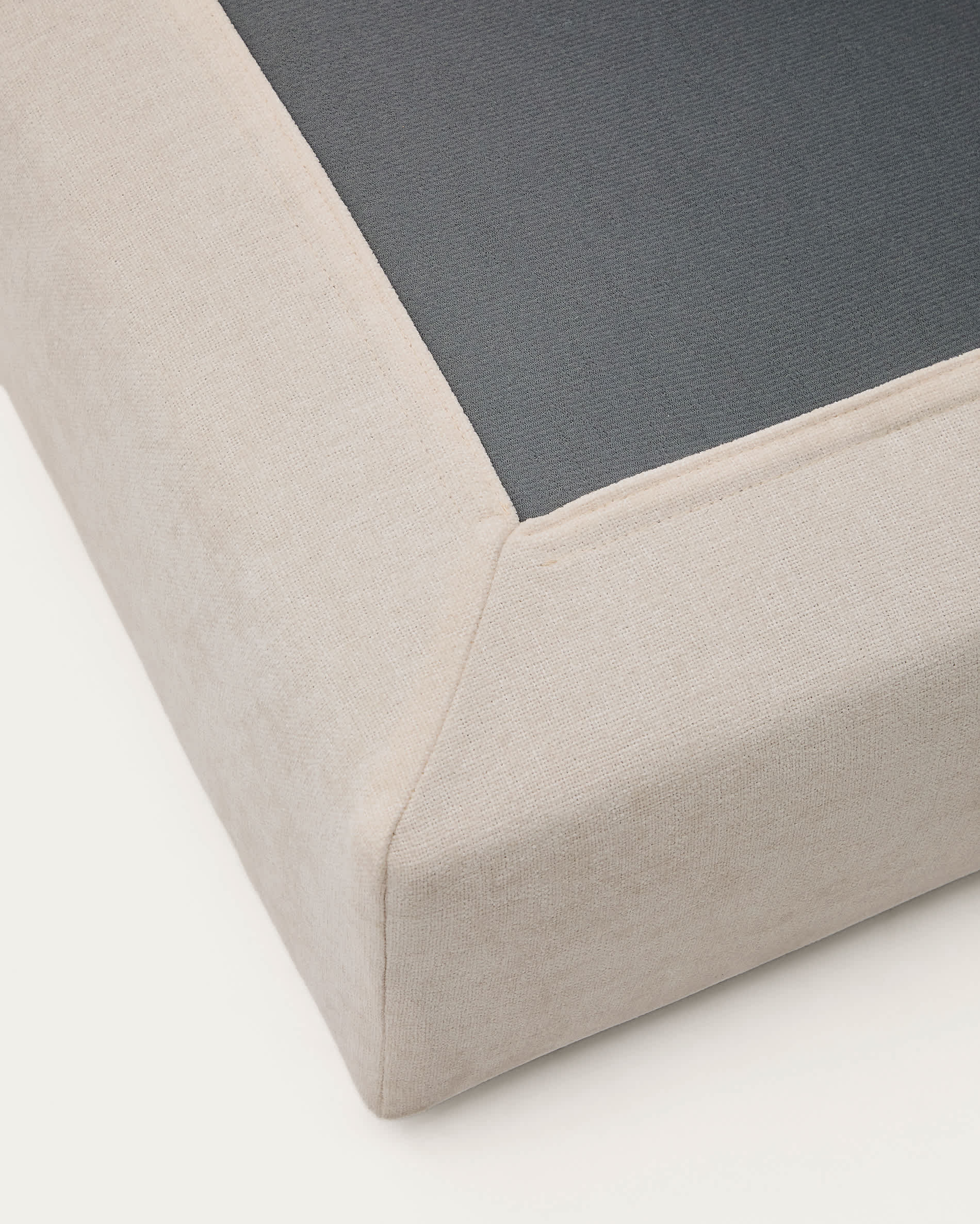 Alea beige chenille footrest with removable cover 90 x 90cm