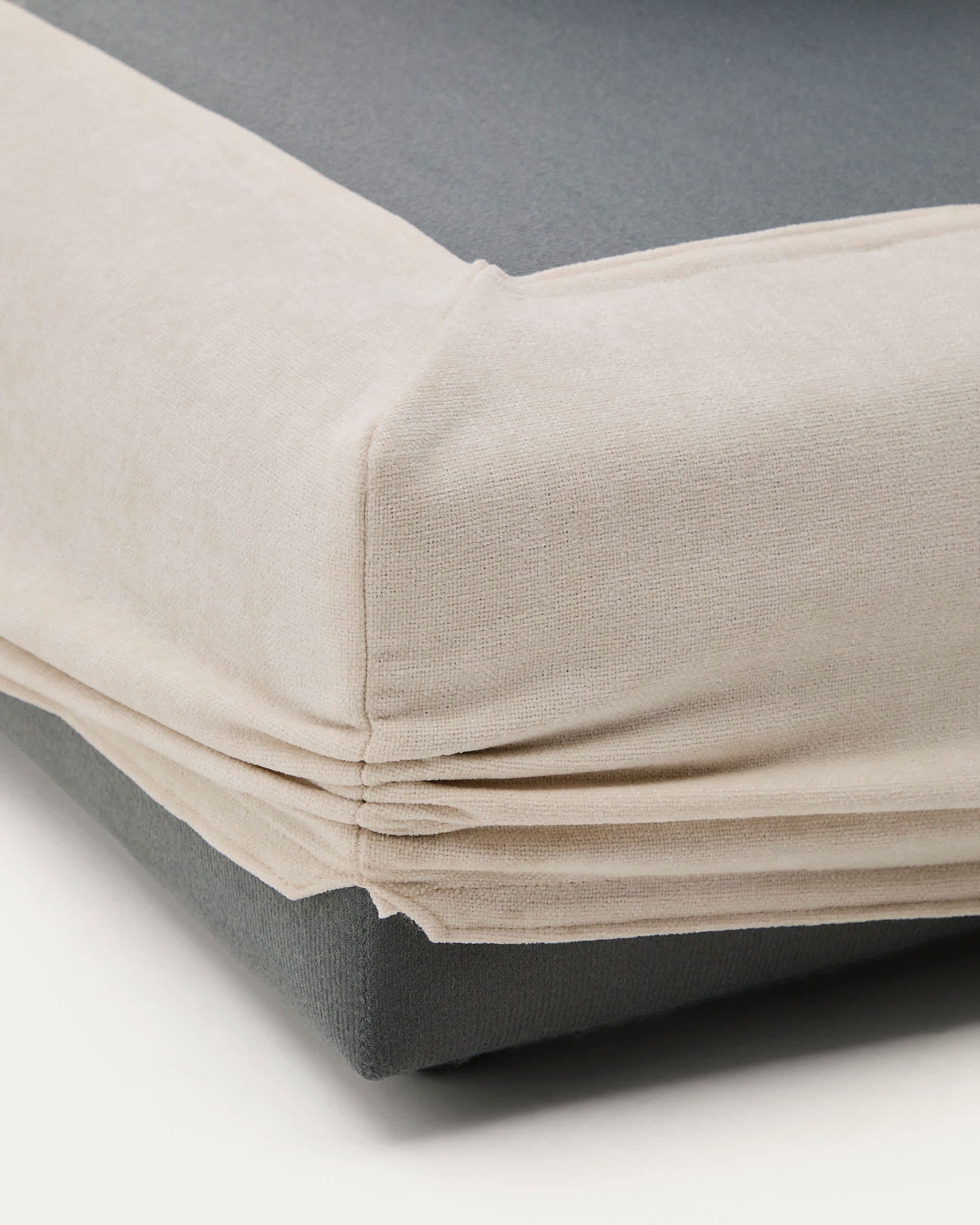 Alea beige chenille footrest with removable cover 90 x 90cm