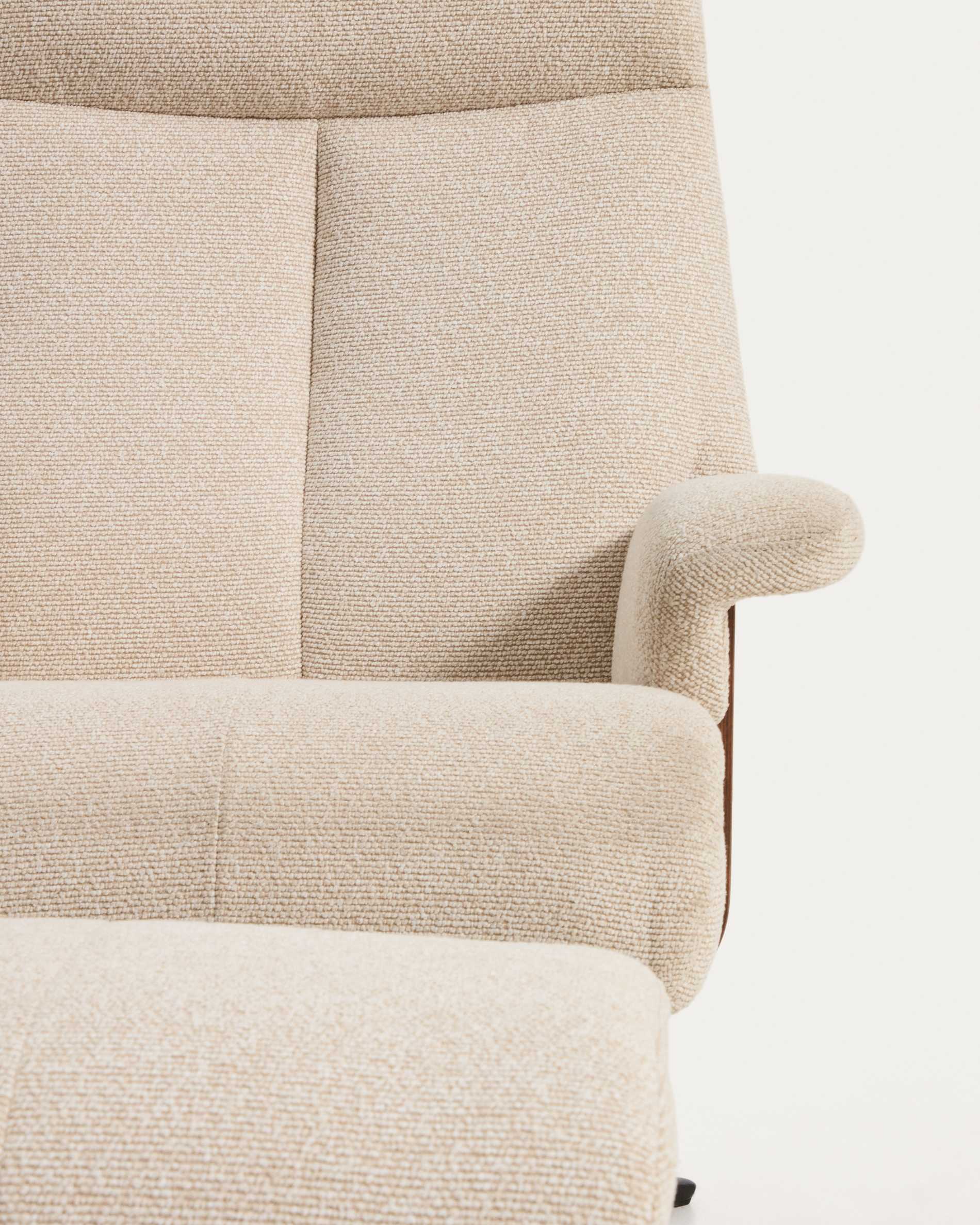 Toriel beige micro bouclé reclining swivel armchair with footrest and black-finish aluminium legs FSC Mix Credit
