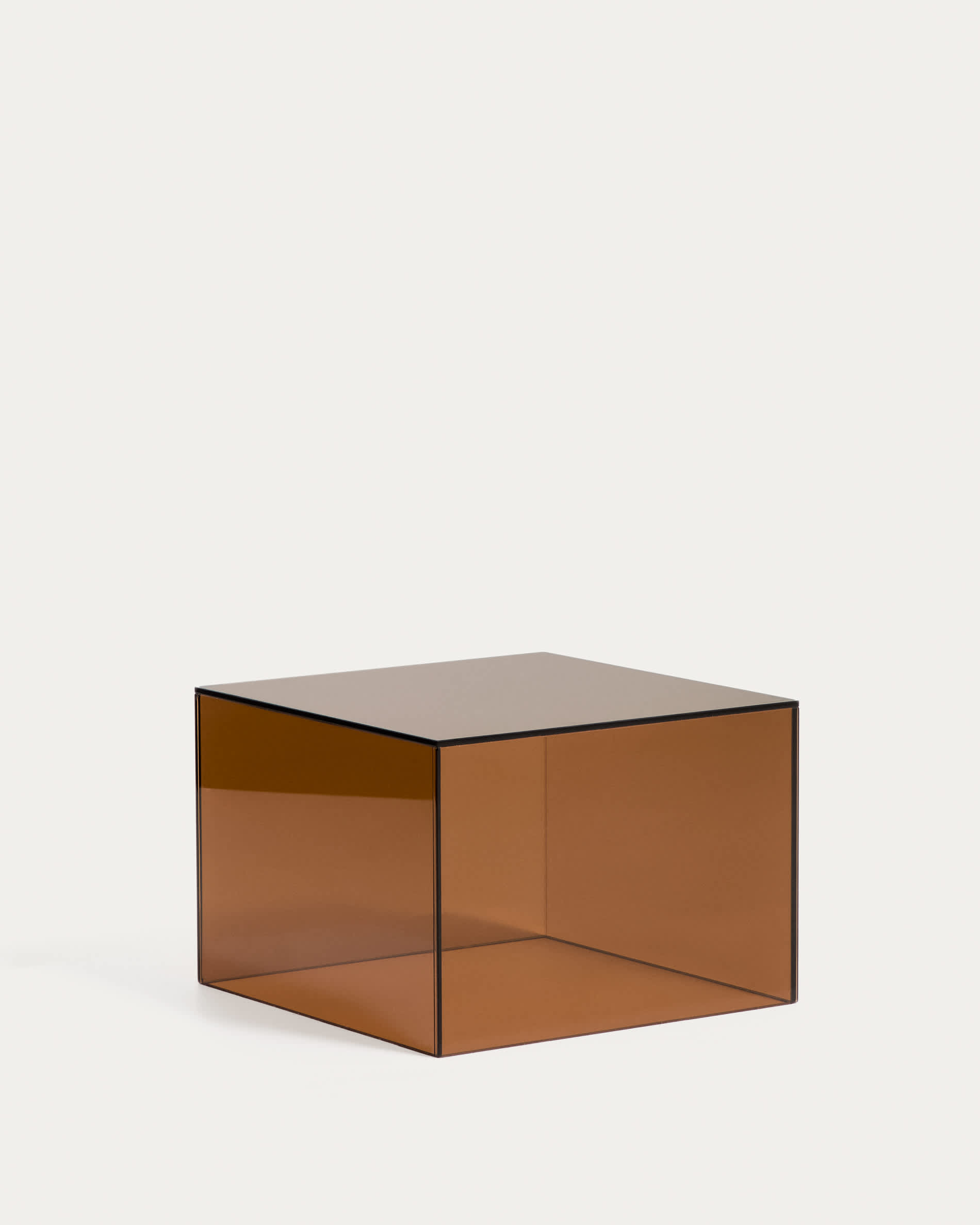 Orlia side table in brown tempered glass 50 x 50cm