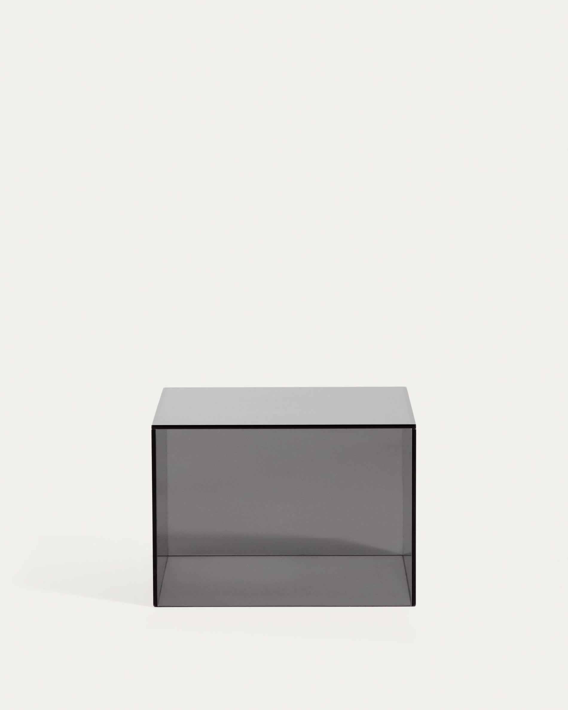 Orlia side table in dark grey tempered glass 50 x 50cm