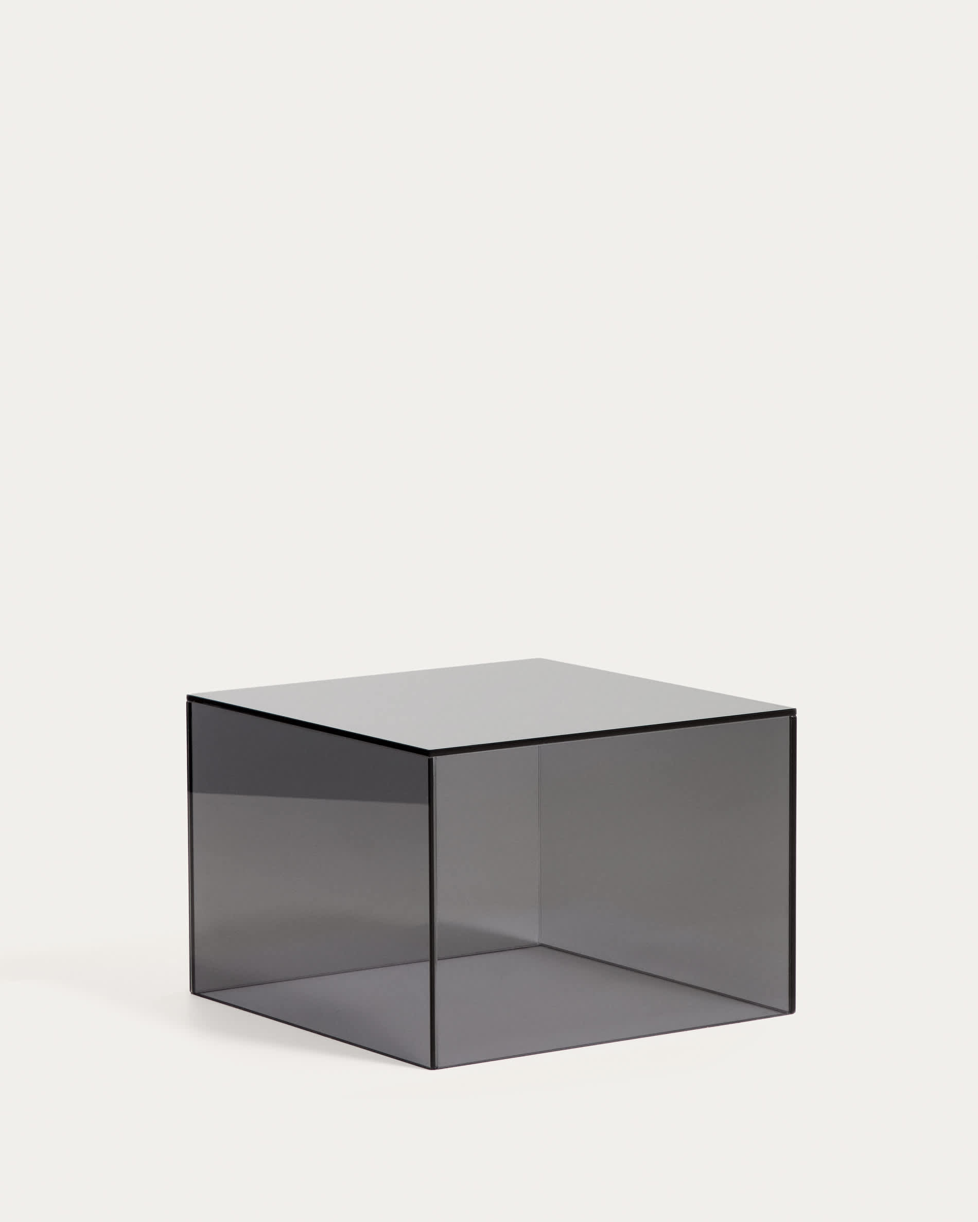 Orlia side table in dark grey tempered glass 50 x 50cm