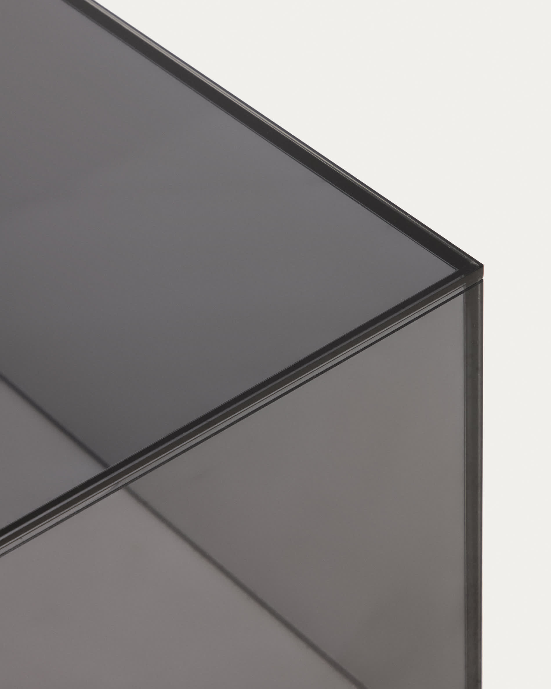 Orlia coffee table in dark grey tempered glass 110 x 50cm