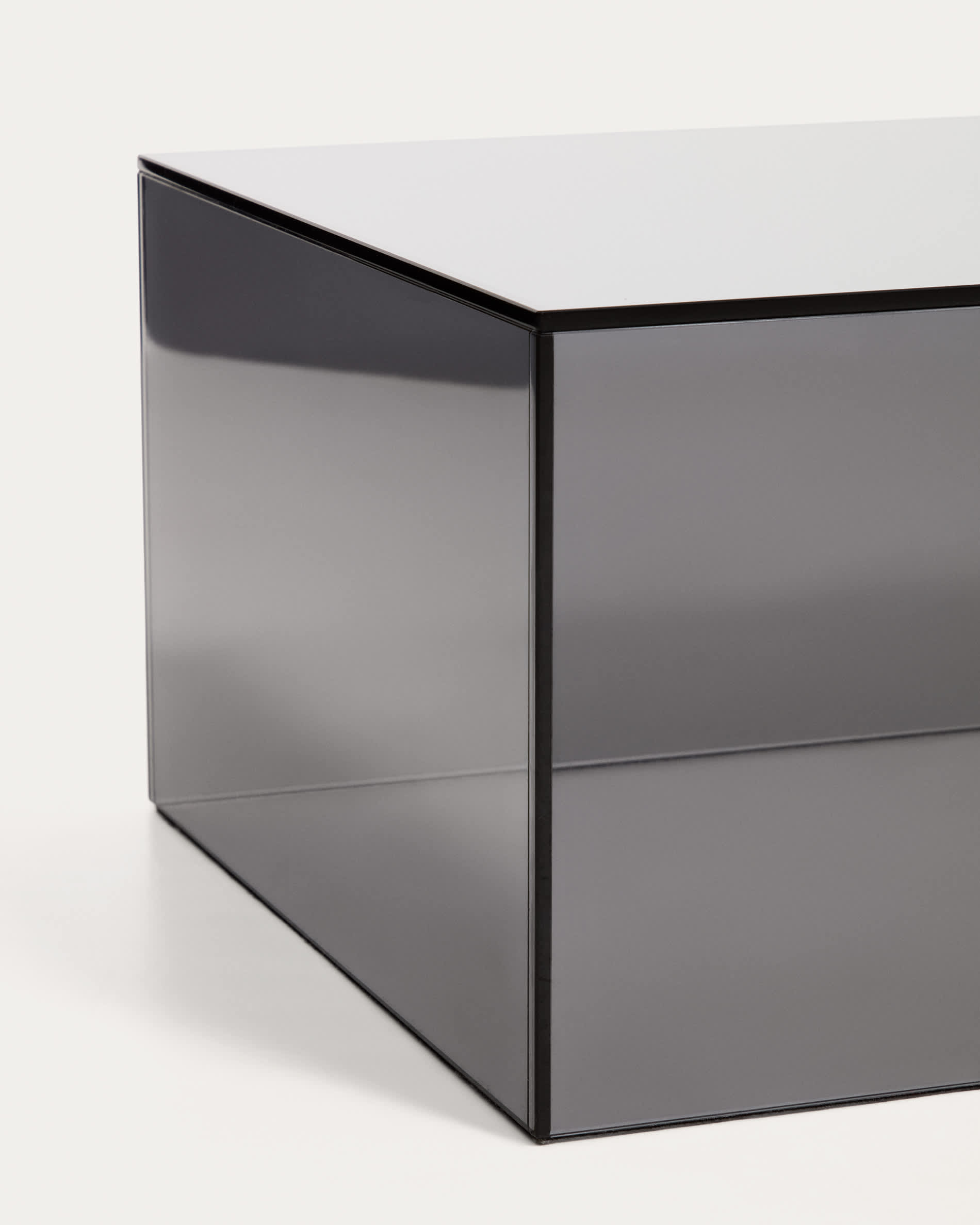 Orlia coffee table in dark grey tempered glass 110 x 50cm