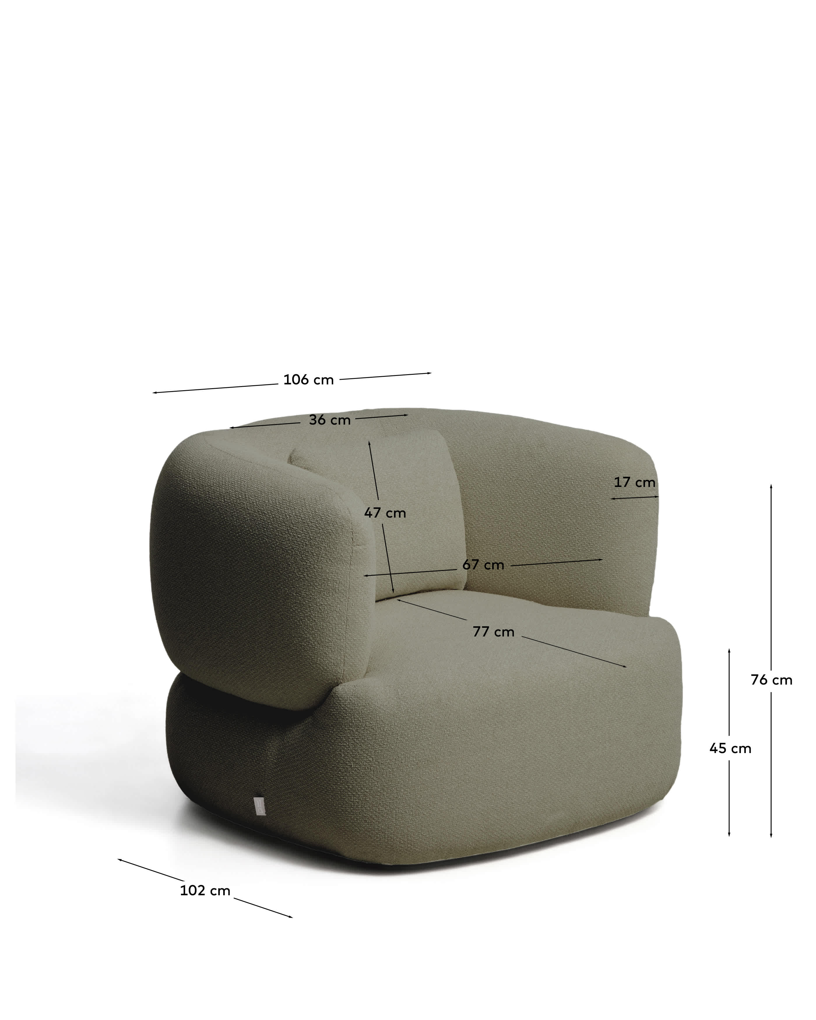 Martina green chenille armchair with cushion FSC Mix Credit
