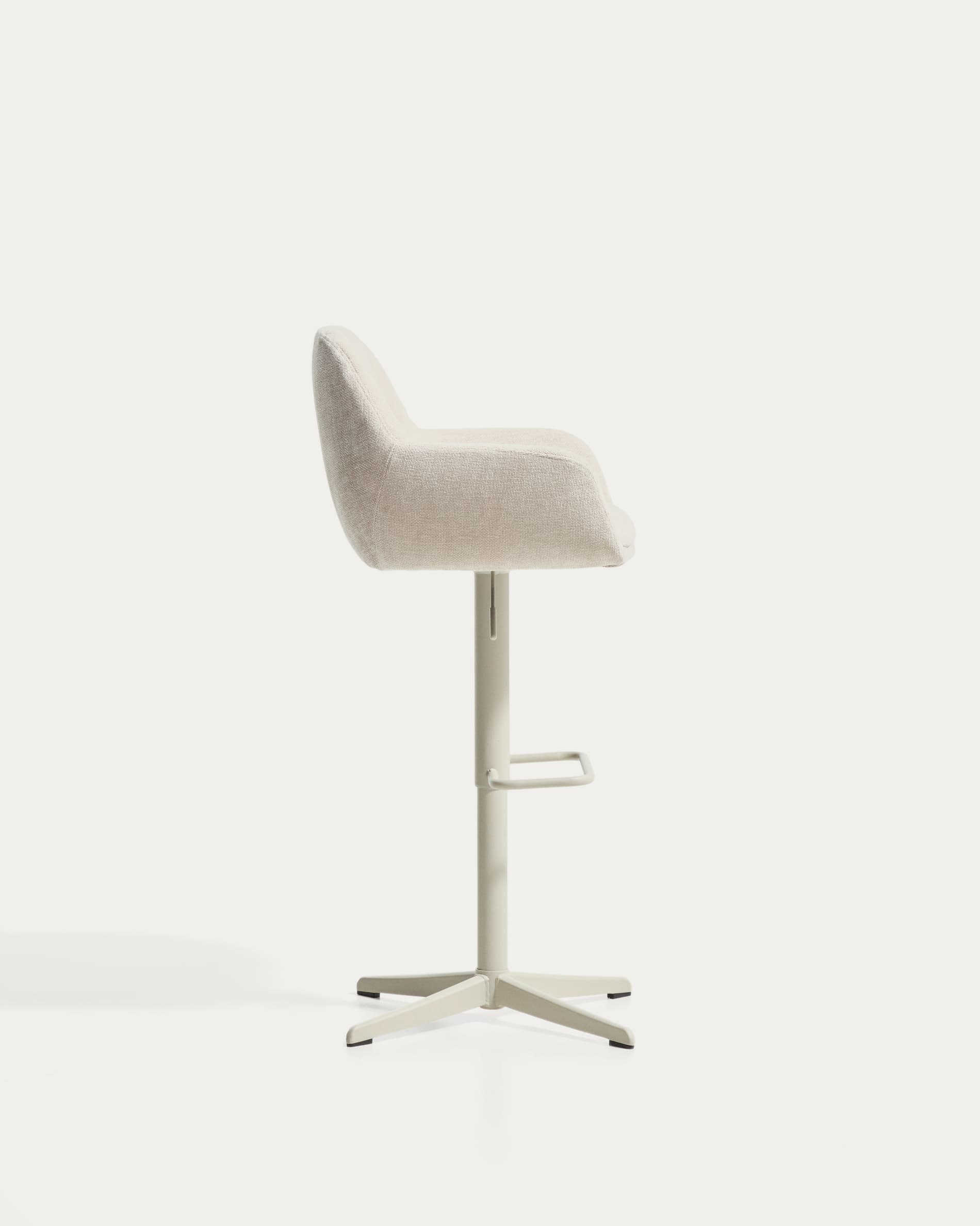 Dorina beige chenille swivel stool with beige-finish steel legs