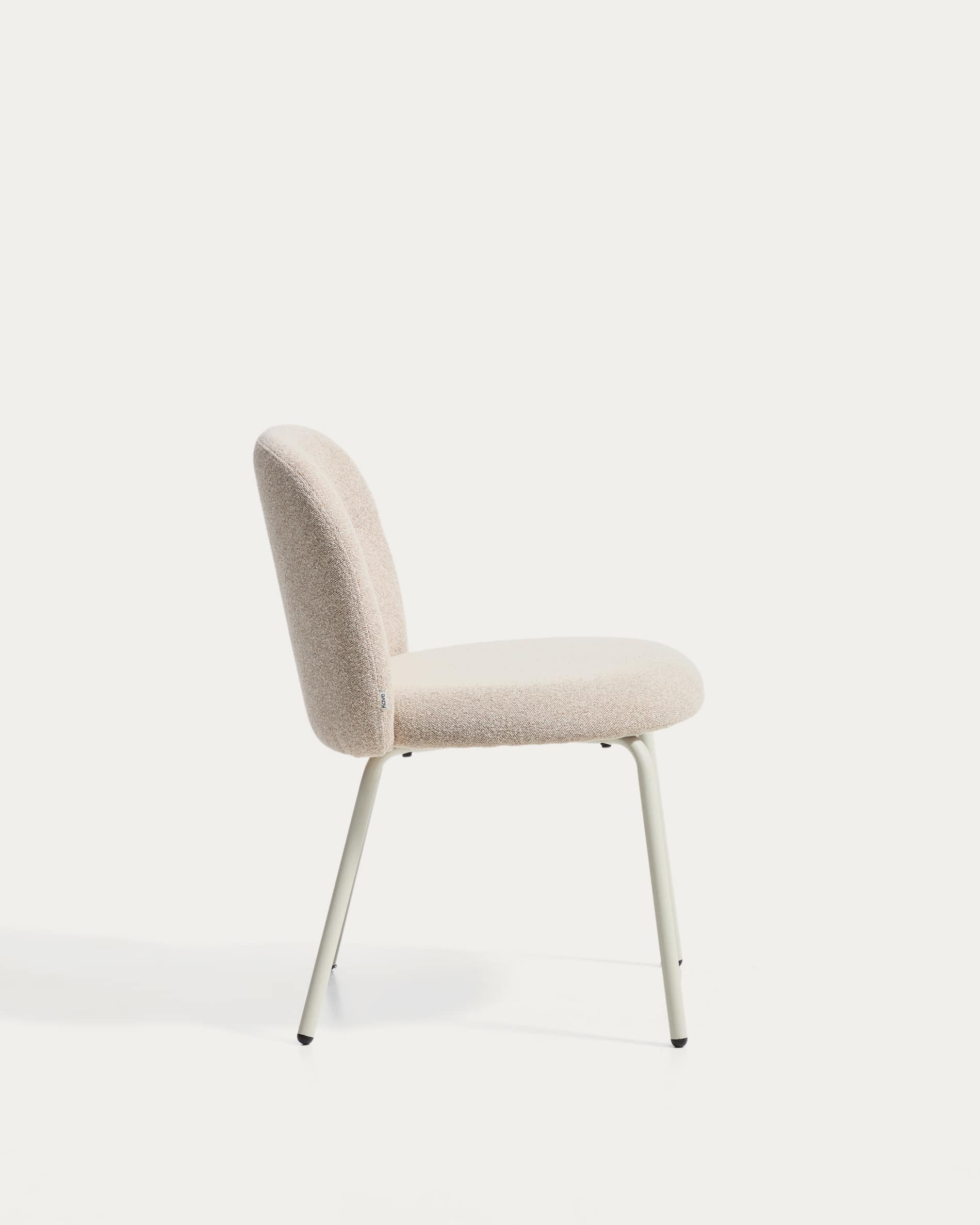 Arino beige chenille chair with beige metal legs FSC 100%