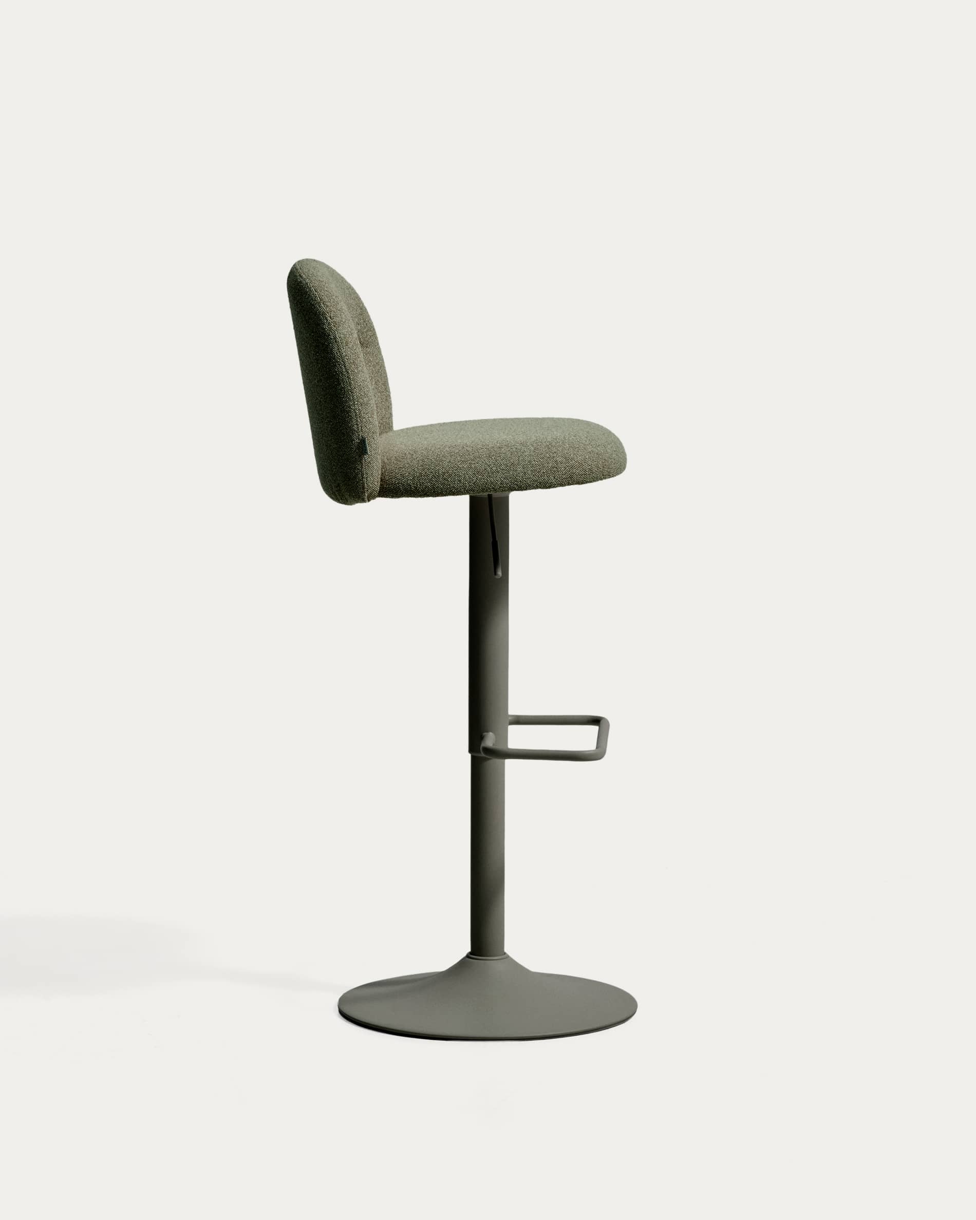 Arino green chenille stool with green metal legs 65cm FSC 100%