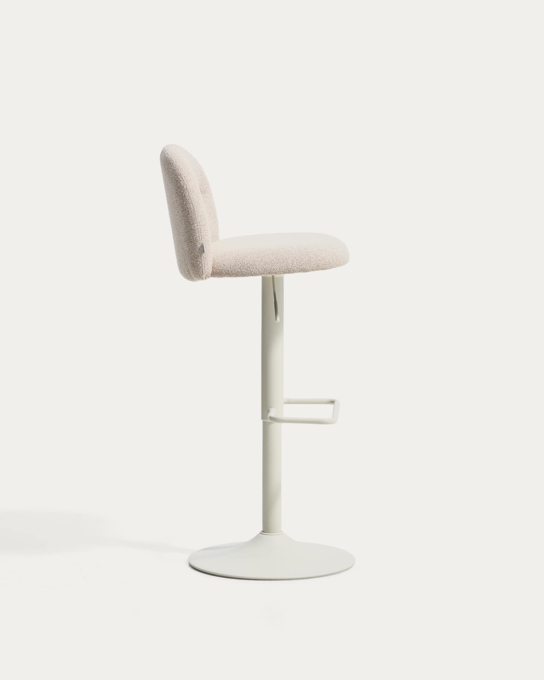 Arino beige chenille stool with beige metal legs 65cm FSC 100%