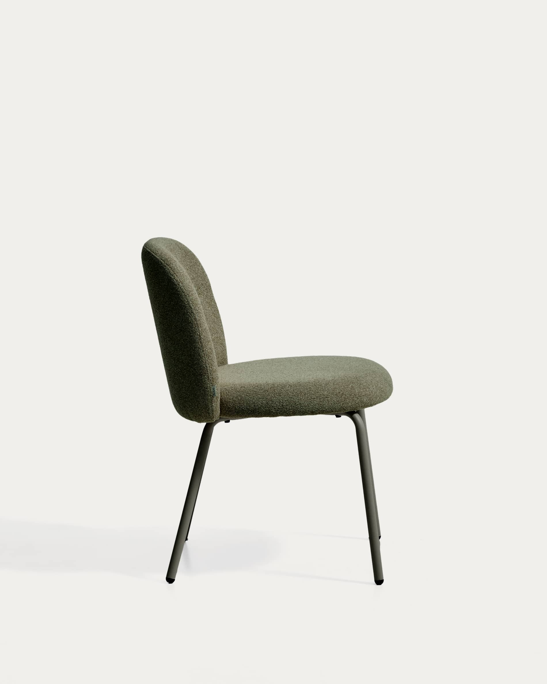 Arino green chenille chair with green metal legs FSC 100%