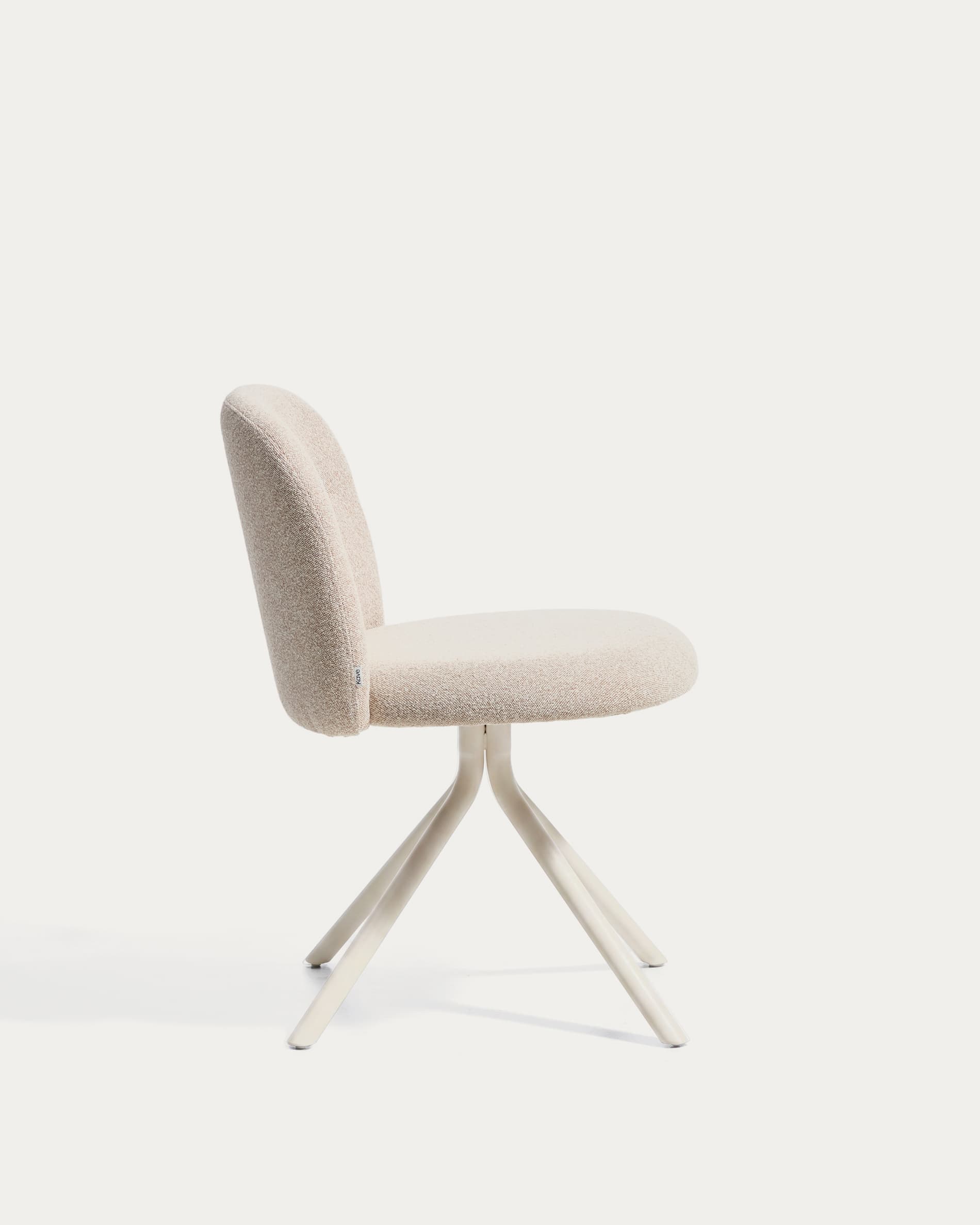 Arino beige chenille swivel chair with beige metal legs FSC 100%
