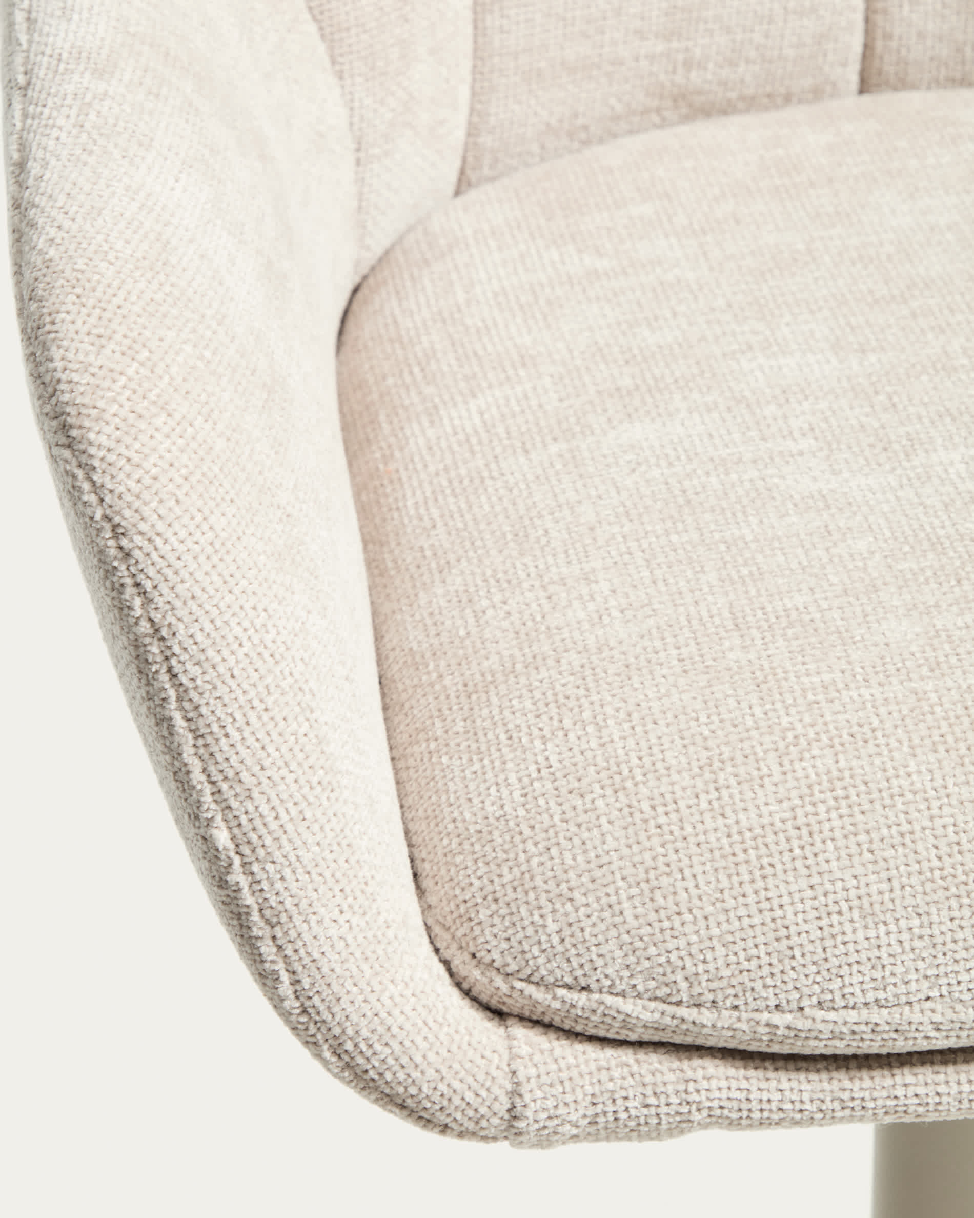 Dorina beige chenille swivel stool with beige-finish steel legs