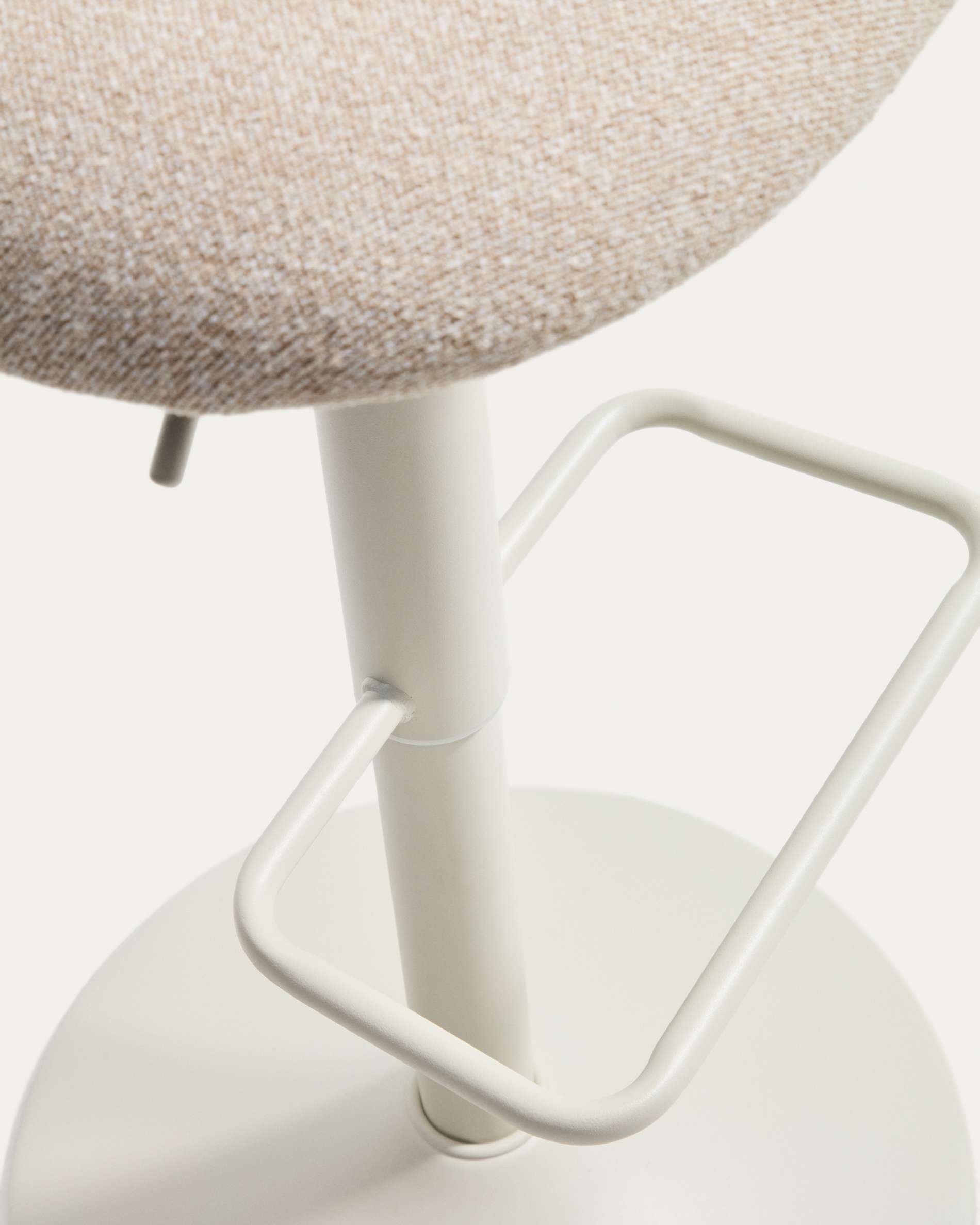 Arino beige chenille stool with beige metal legs 65cm FSC 100%
