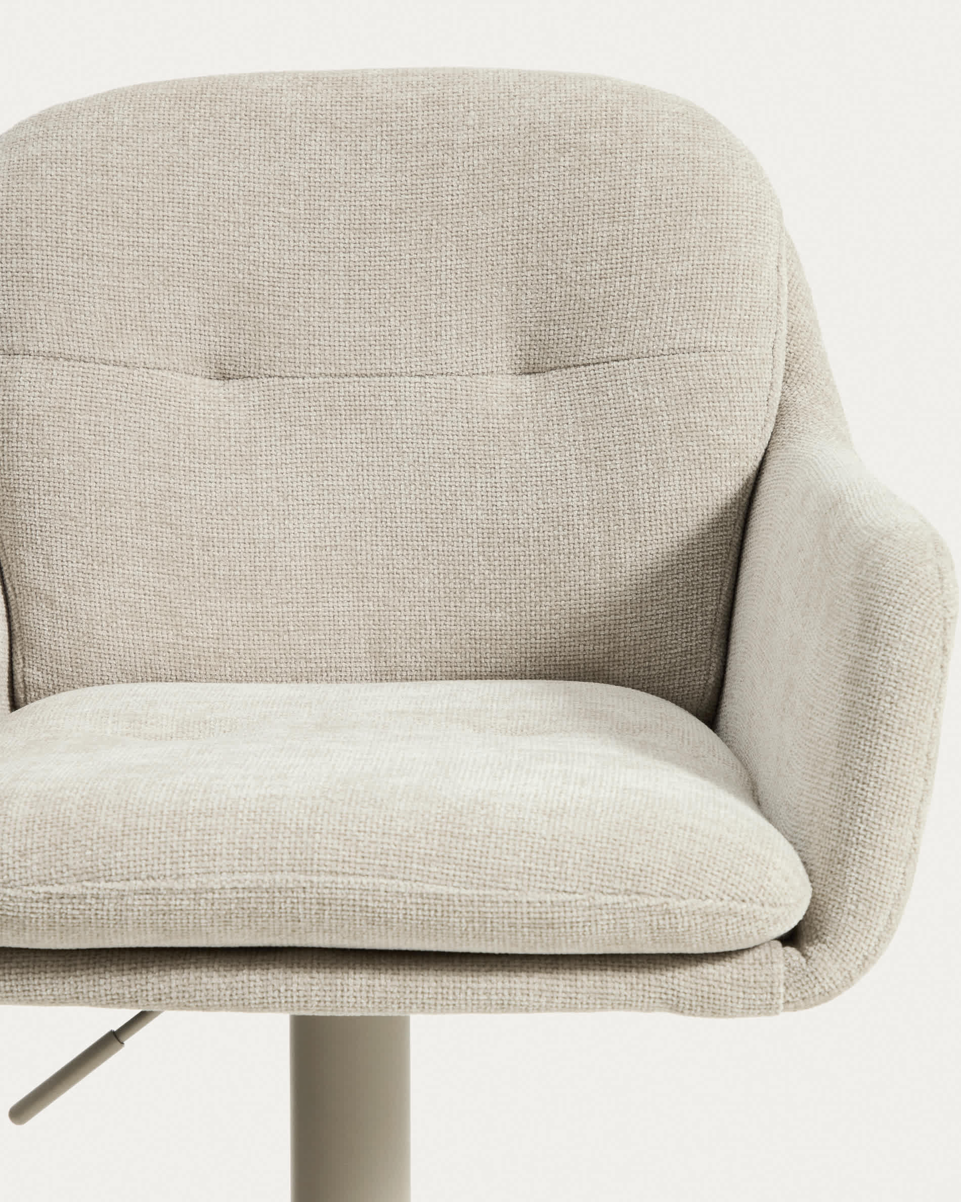 Lexa beige chenille swivel stool with beige-finish steel legs