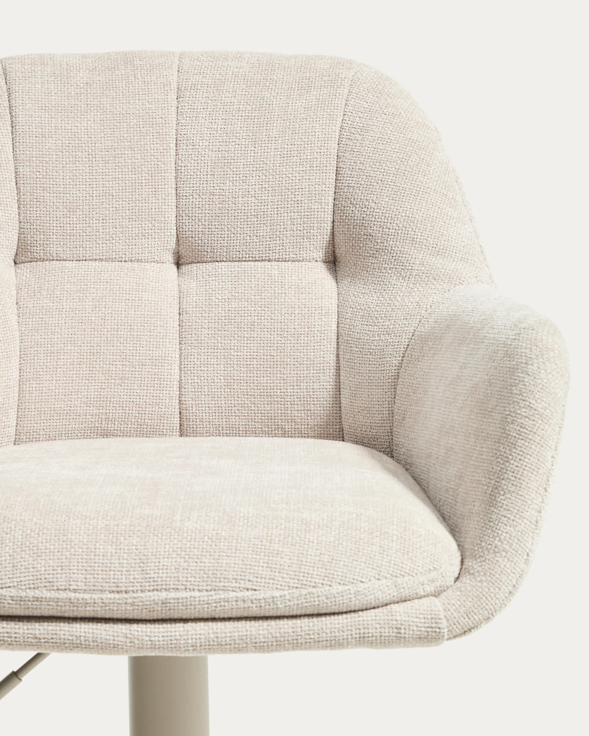 Dorina beige chenille swivel stool with beige-finish steel legs