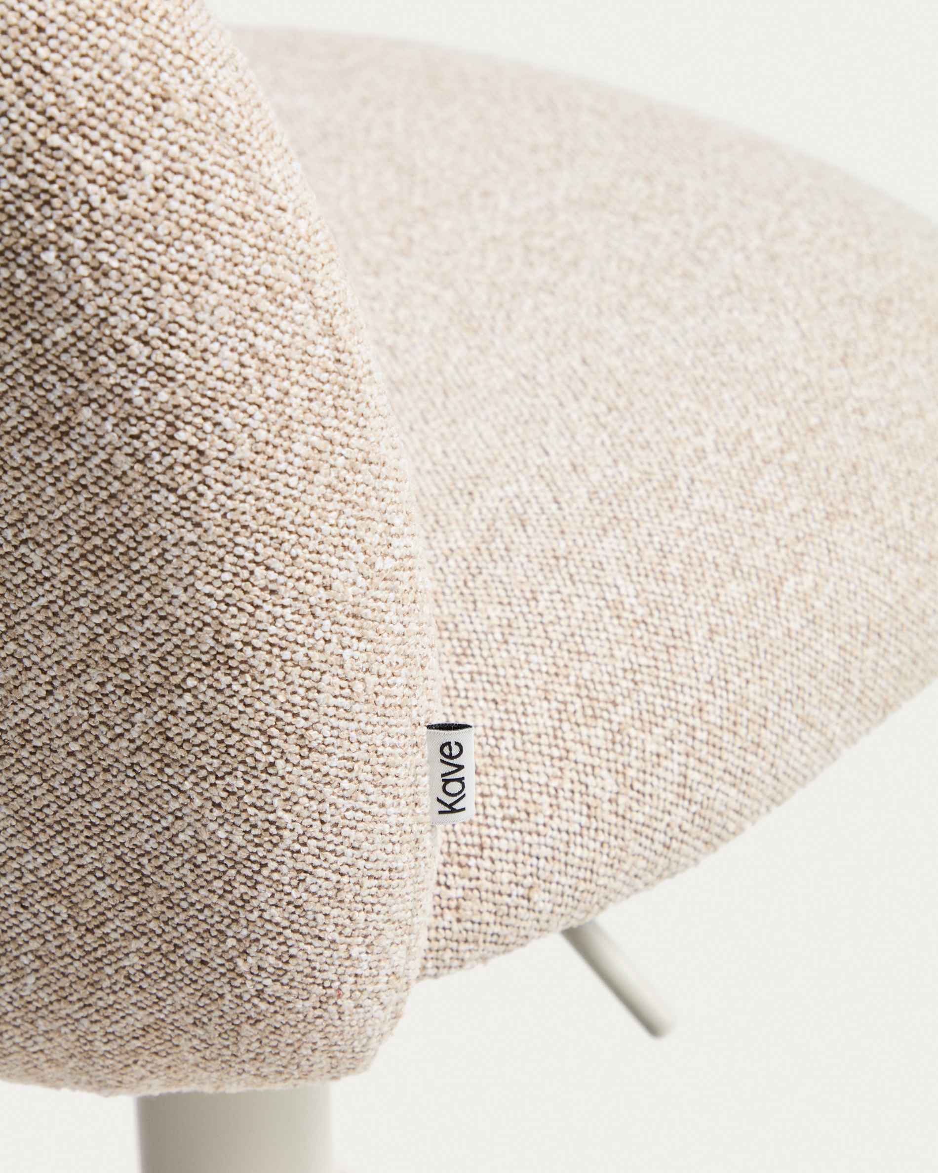 Arino beige chenille stool with beige metal legs 65cm FSC 100%
