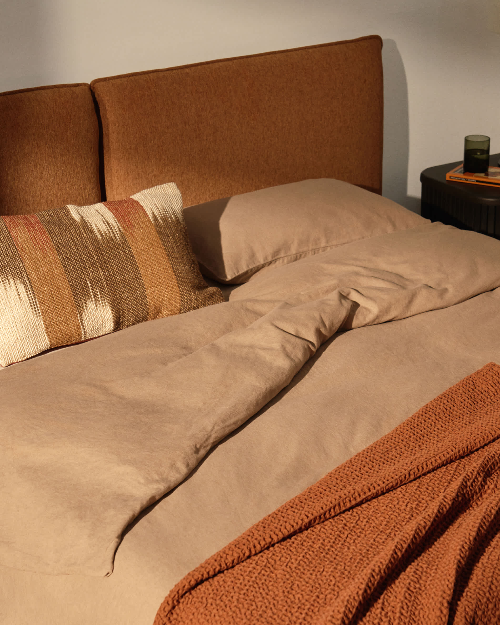 Elerio bed in soft copper chenille for 160 x 200cm mattress