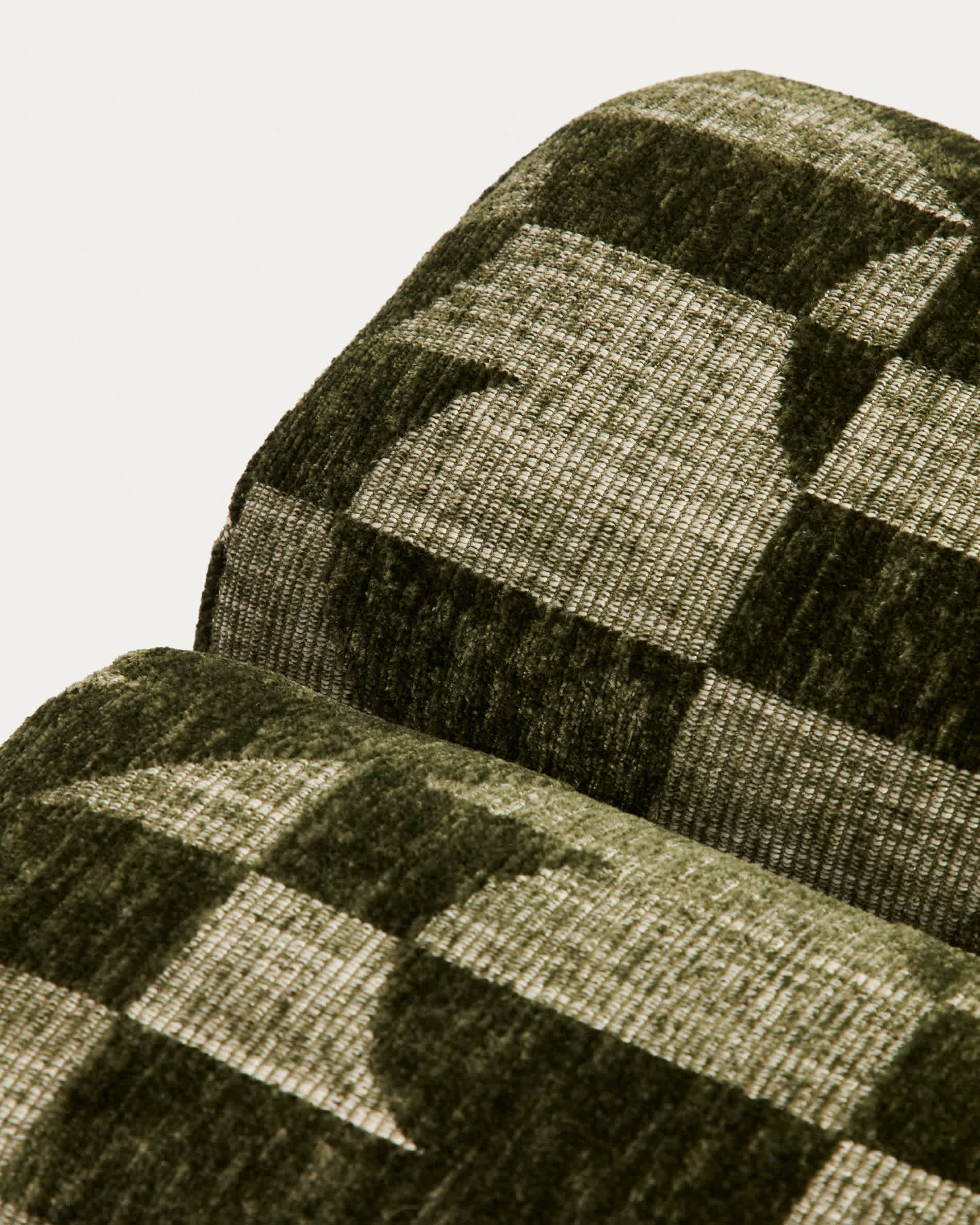 Nedilo square moss green geometric FSC Mix Credit jacquard footrest