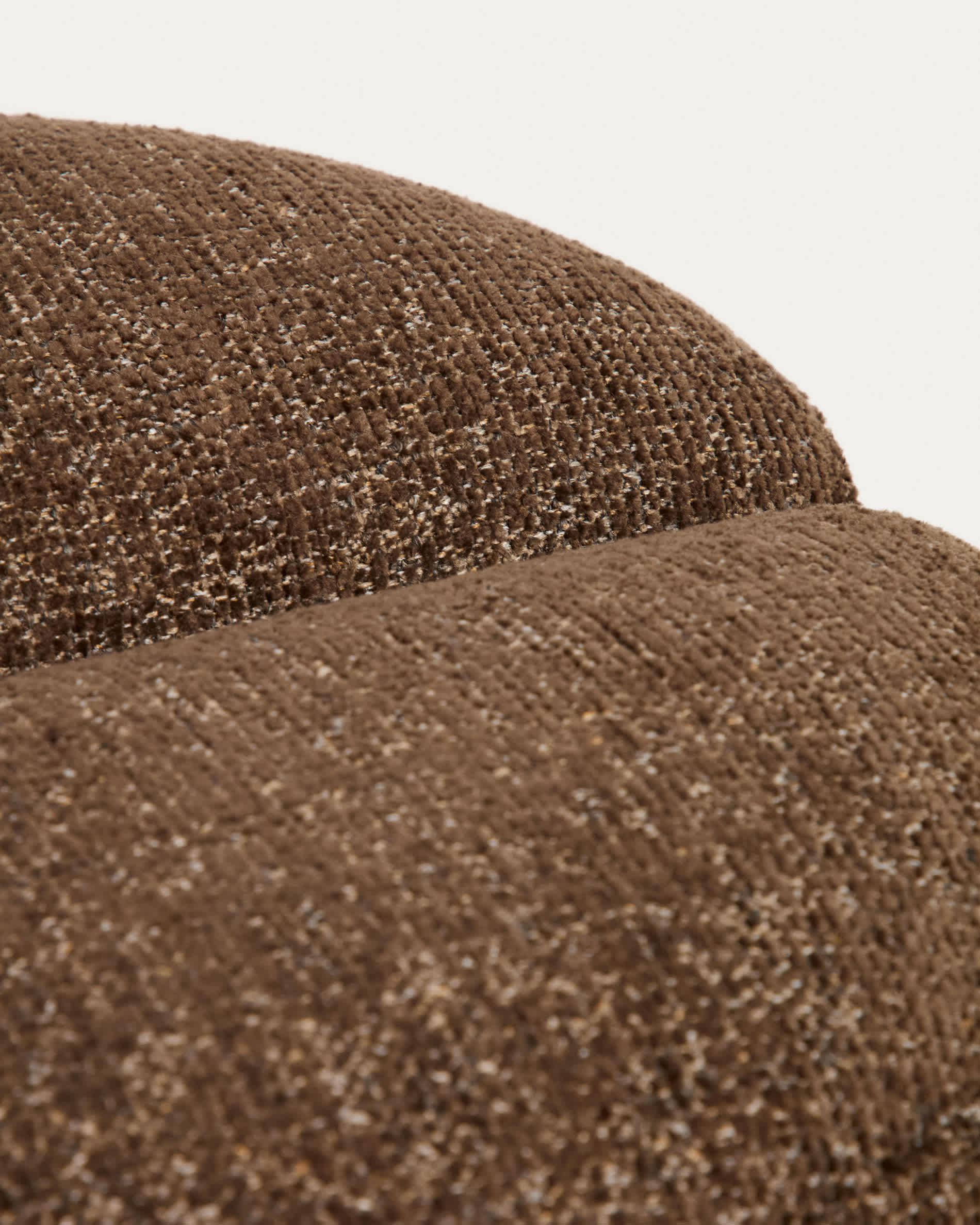 Nedilo round footrest in chocolate brown FSC Mix Credit chenille