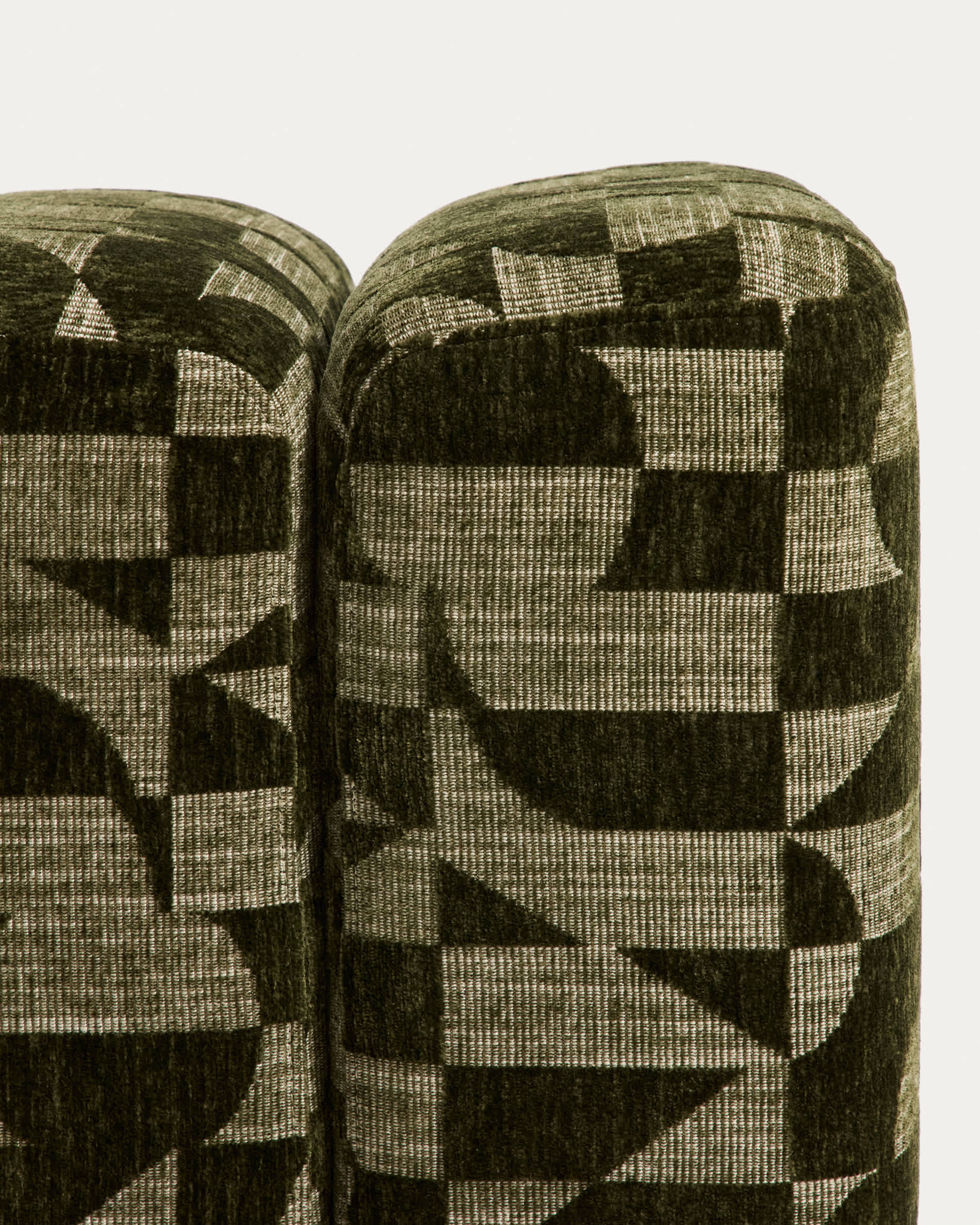 Nedilo square moss green geometric FSC Mix Credit jacquard footrest