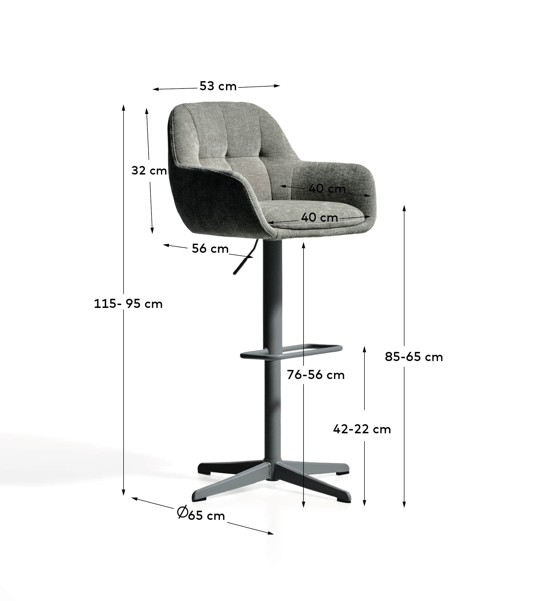 Dorina green chenille swivel stool with green-finish steel legs