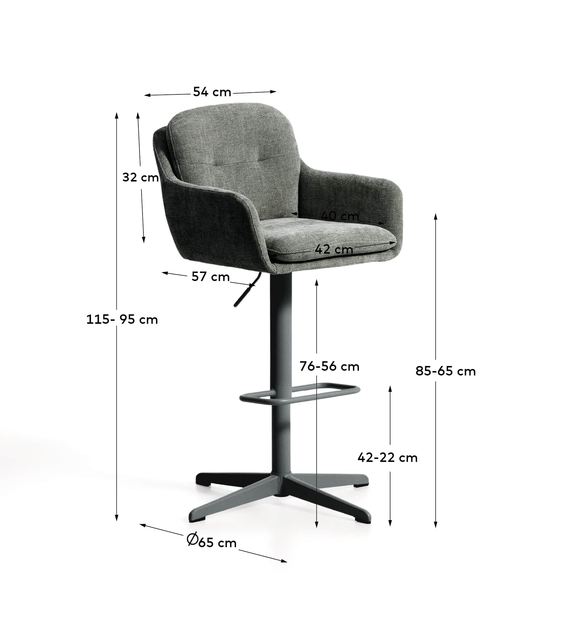 Lexa green chenille swivel stool with green-finish steel legs