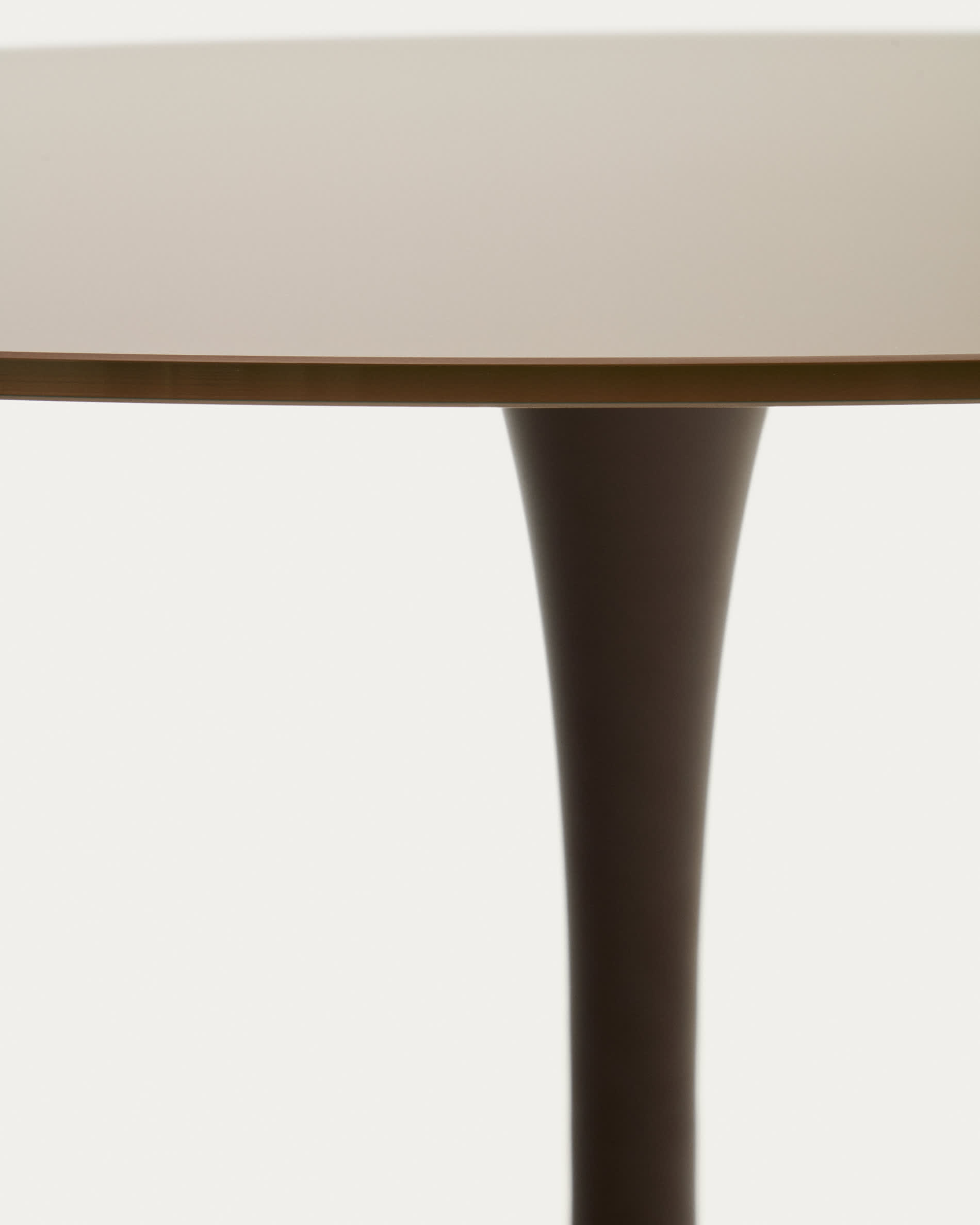 Round Vedira table in glass and brown steel Ø90 cm