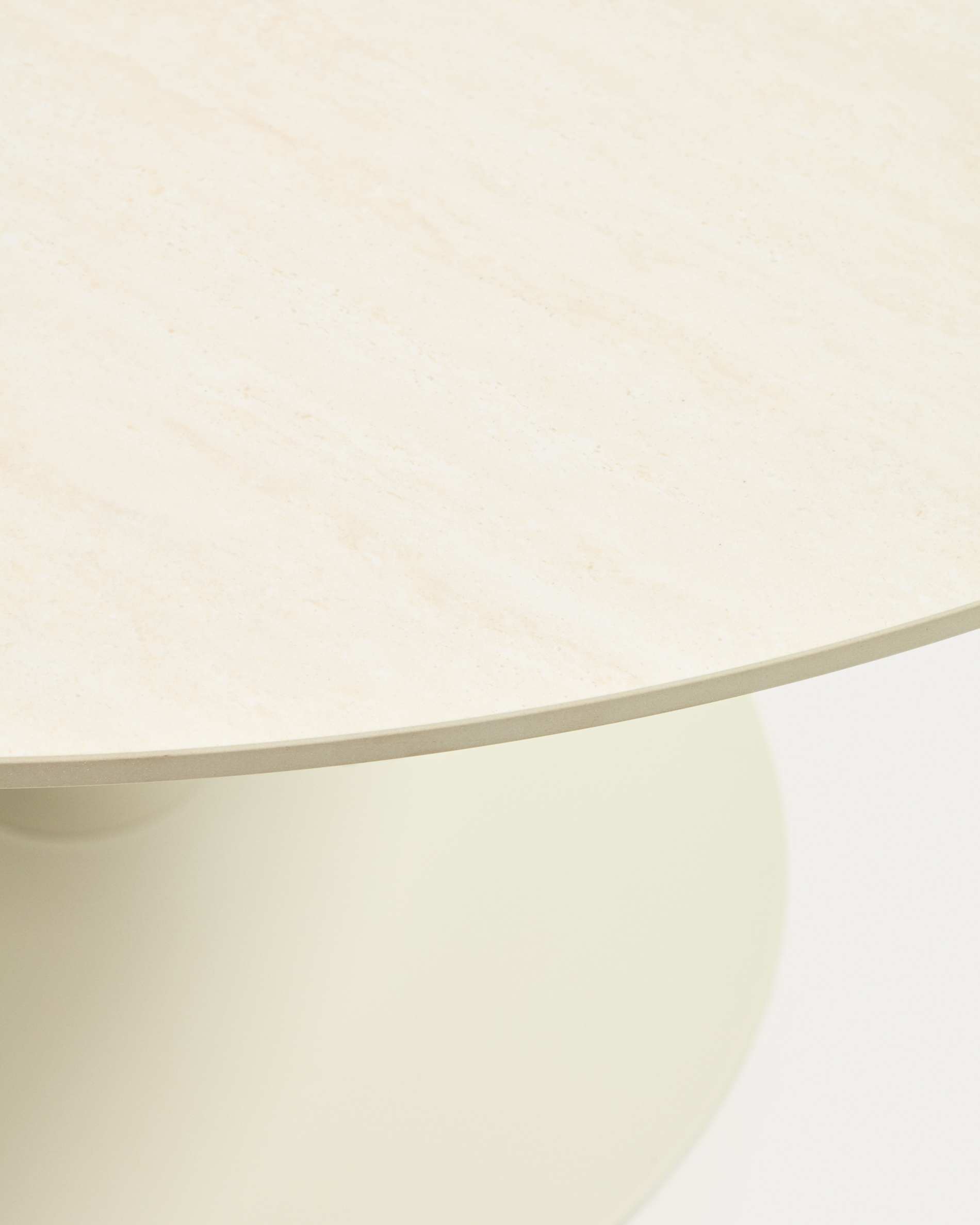 Round Vedira table in ecru ceramic and beige steel Ø90 cm