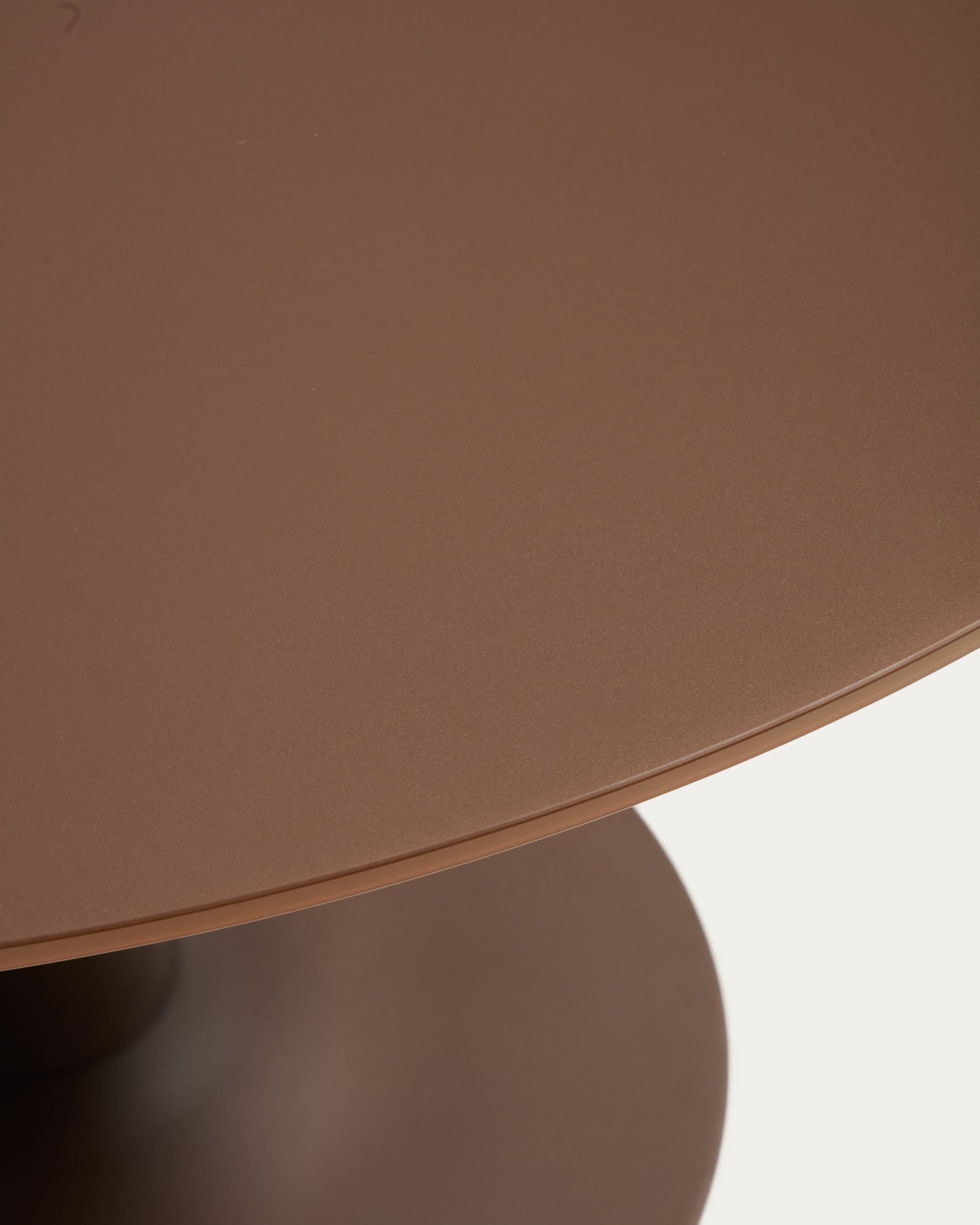 Round Vedira table in glass and brown steel Ø90 cm