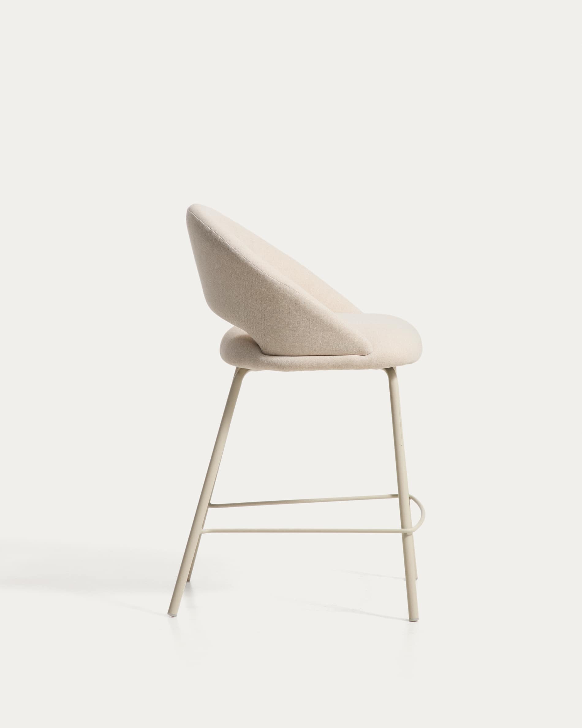Bonali stool in beige chenille with beige metal legs FSC Mix Credit 65cm