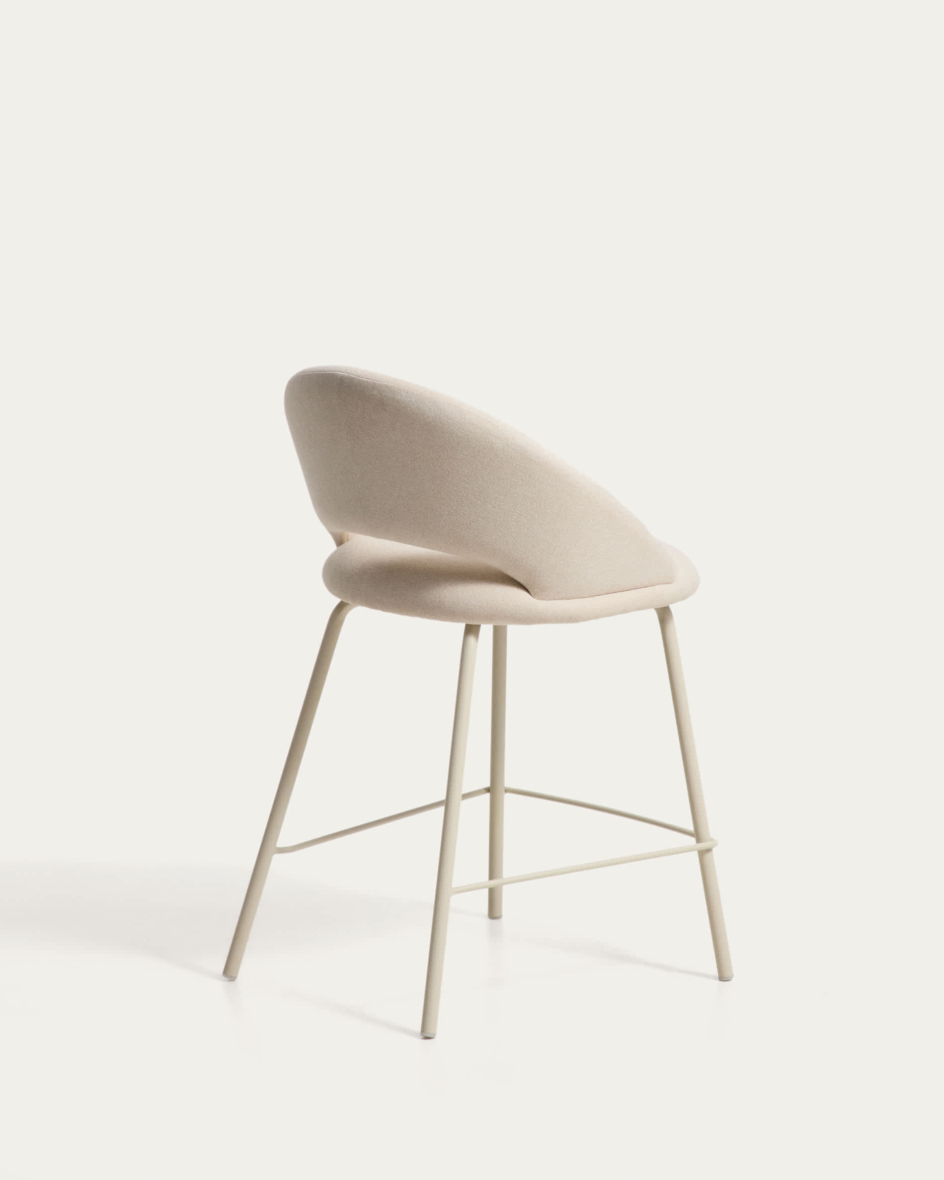 Bonali stool in beige chenille with beige metal legs FSC Mix Credit 65cm