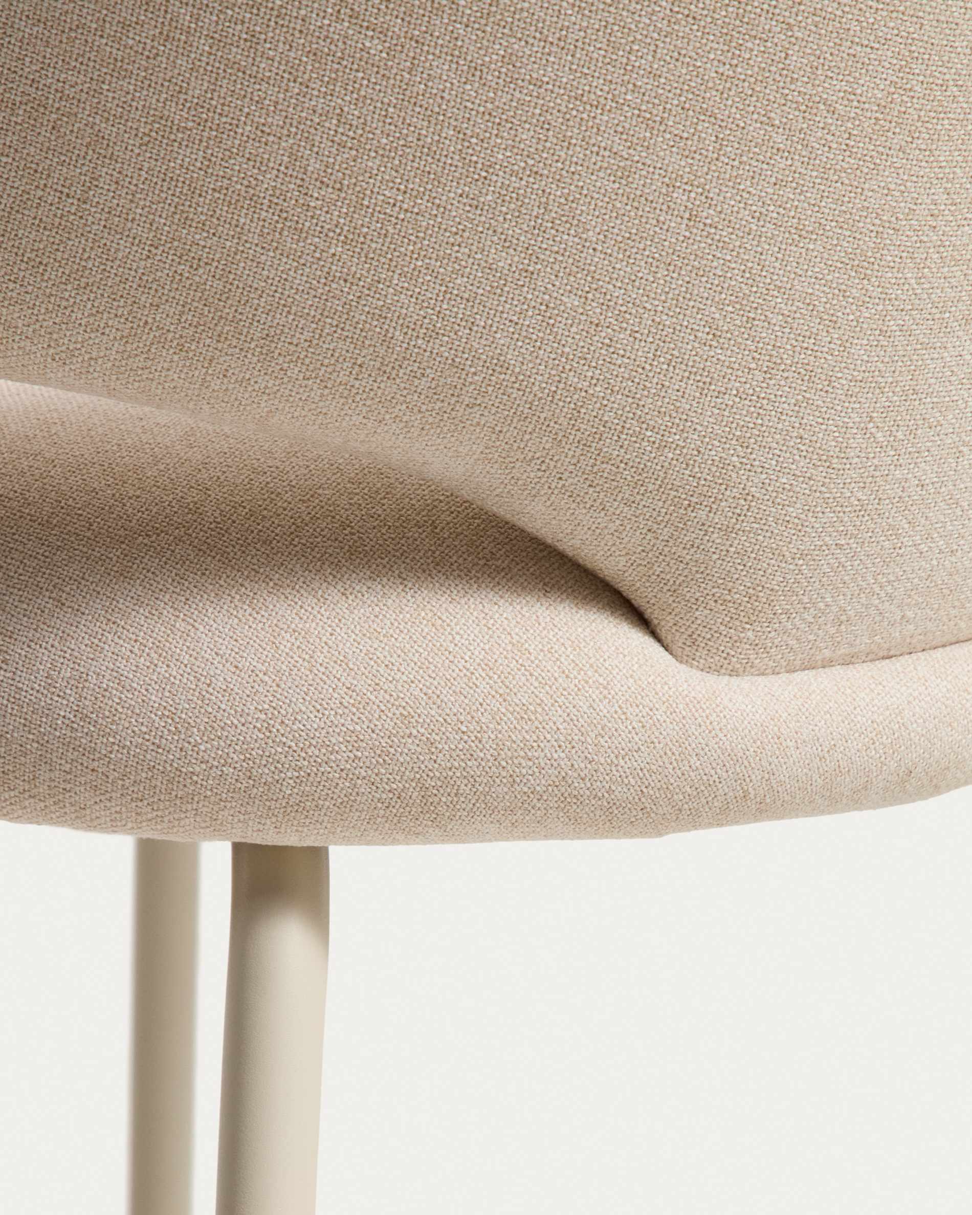 Bonali stool in beige chenille with beige metal legs FSC Mix Credit 65cm
