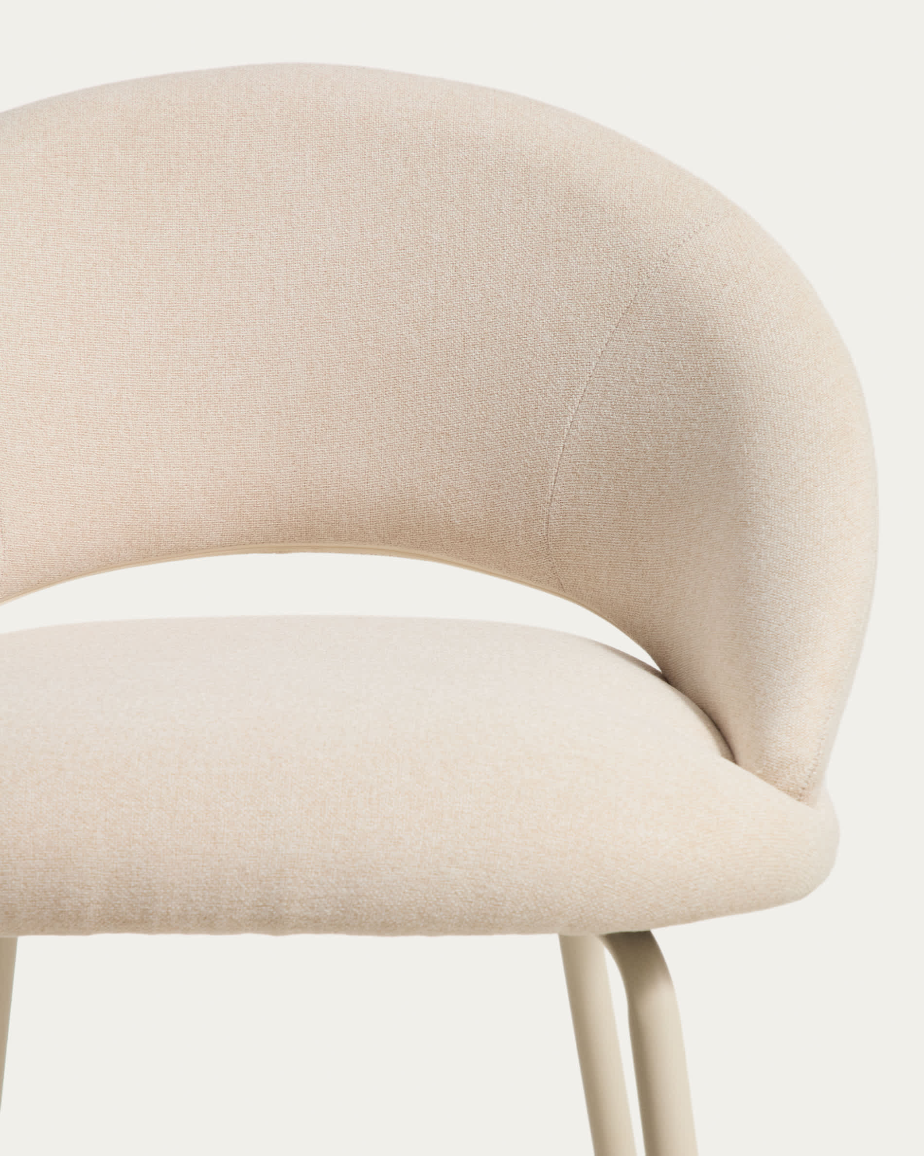 Bonali stool in beige chenille with beige metal legs FSC Mix Credit 65cm