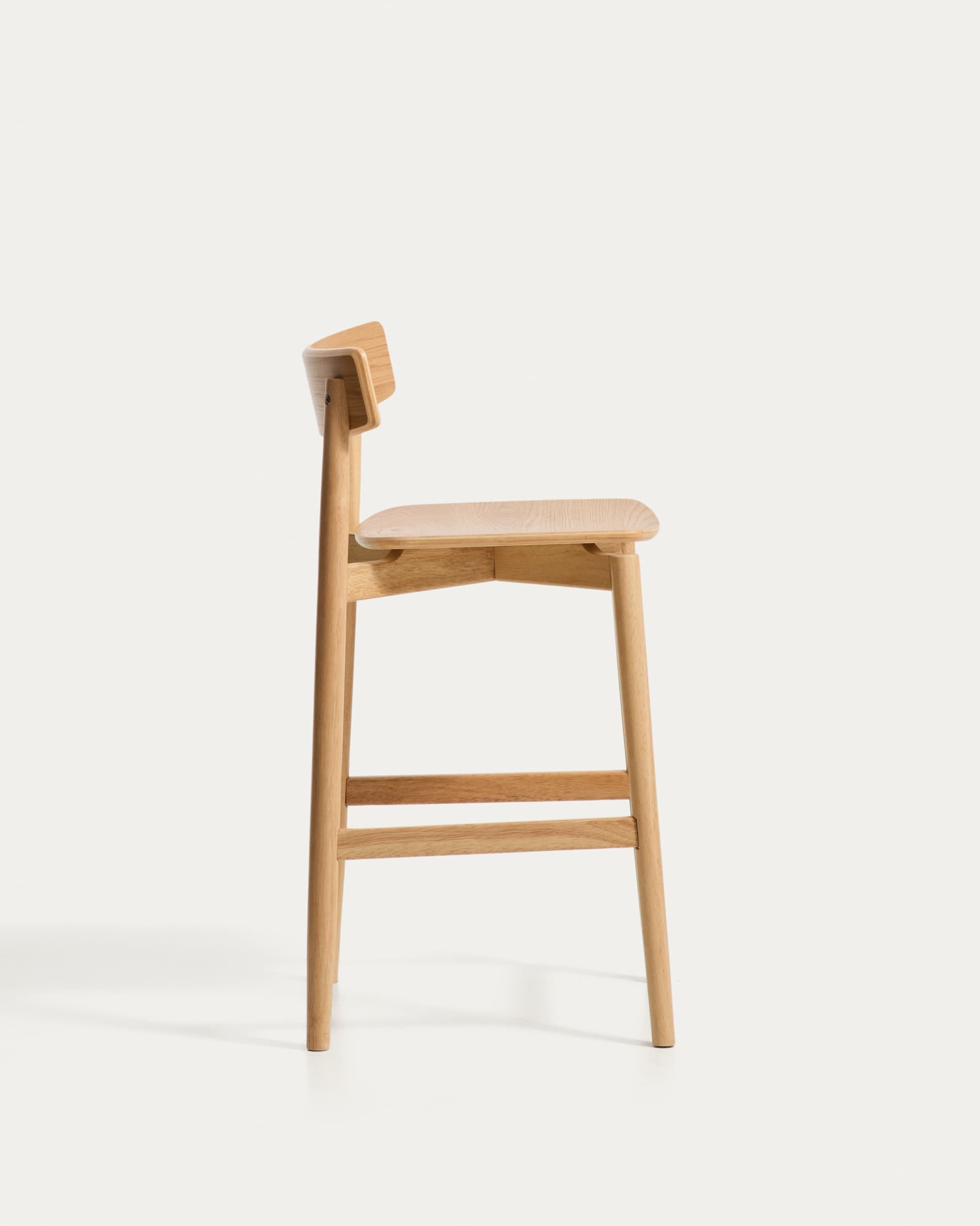 Evera stool with backrest in oak veneer with natural finish 65cm