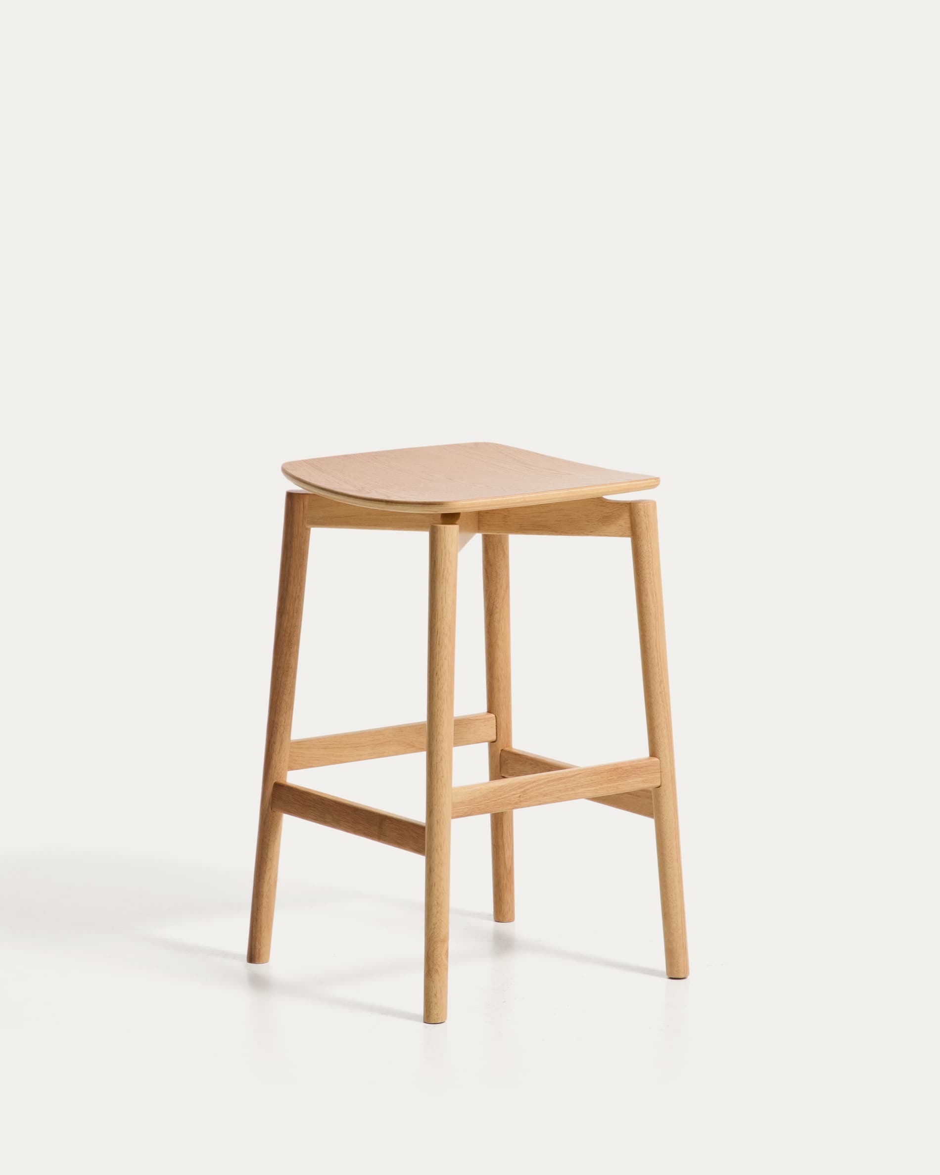 Evera stool in oak veneer with natural finish 65cm