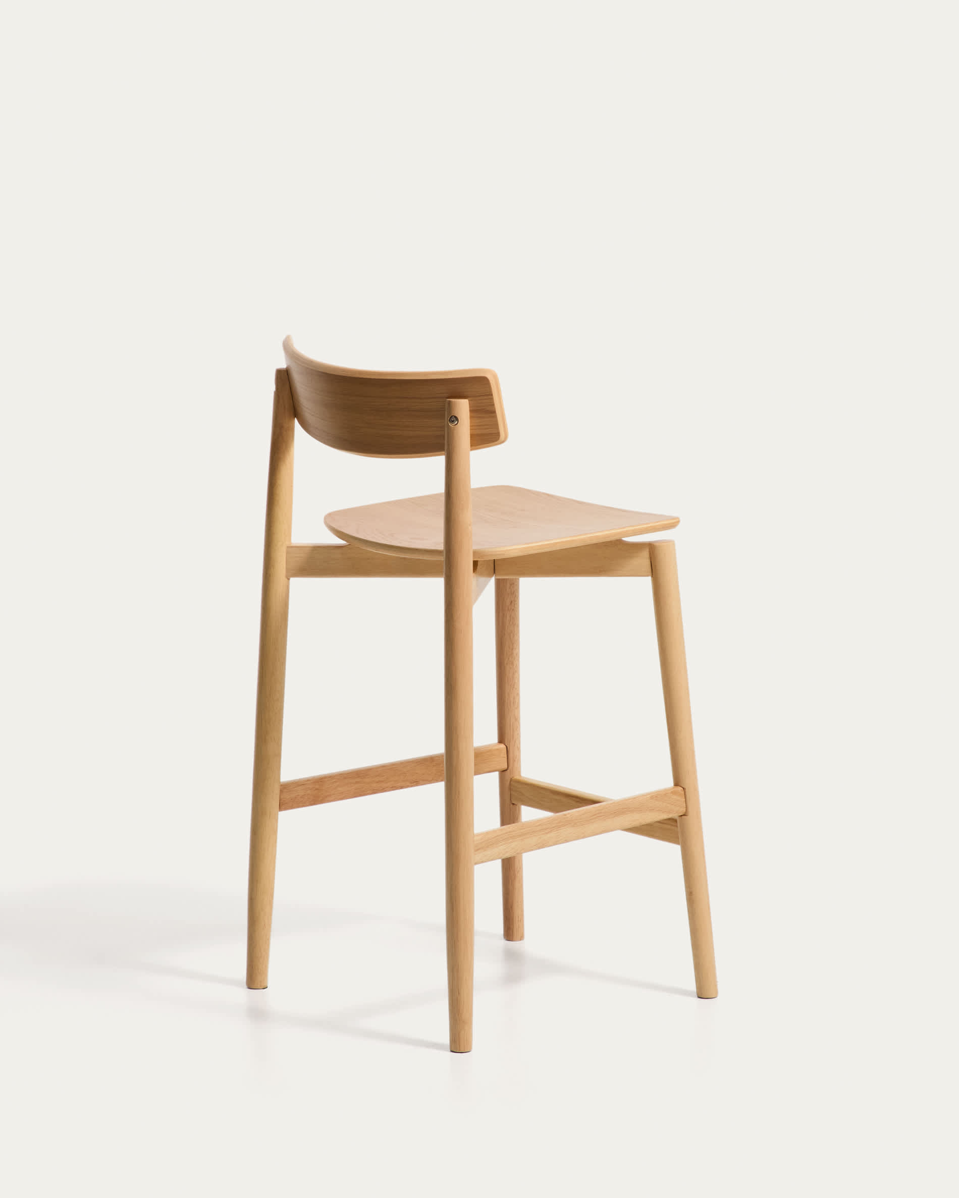 Evera stool with backrest in oak veneer with natural finish 65cm