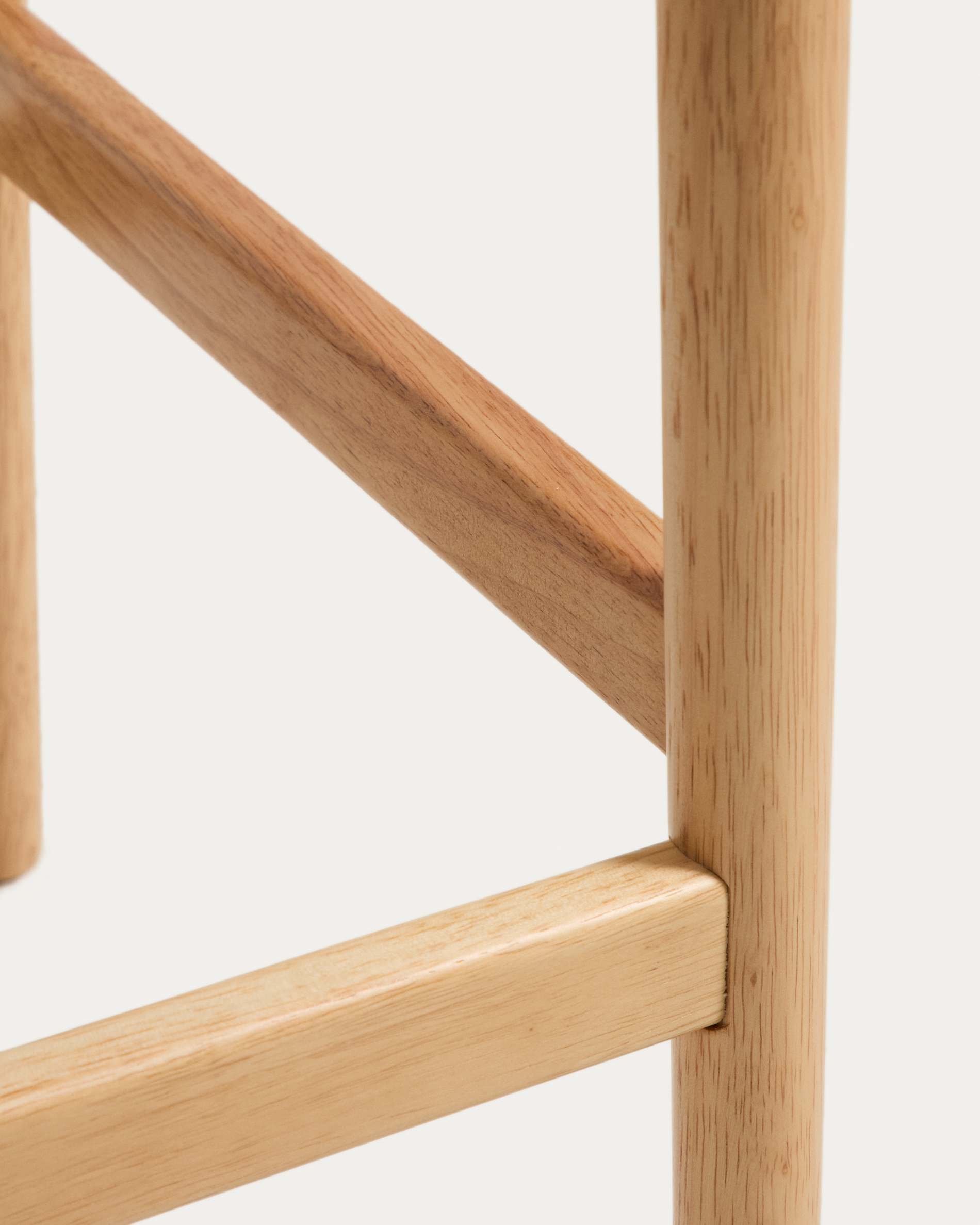 Evera stool in oak veneer with natural finish and beige chenille 65cm