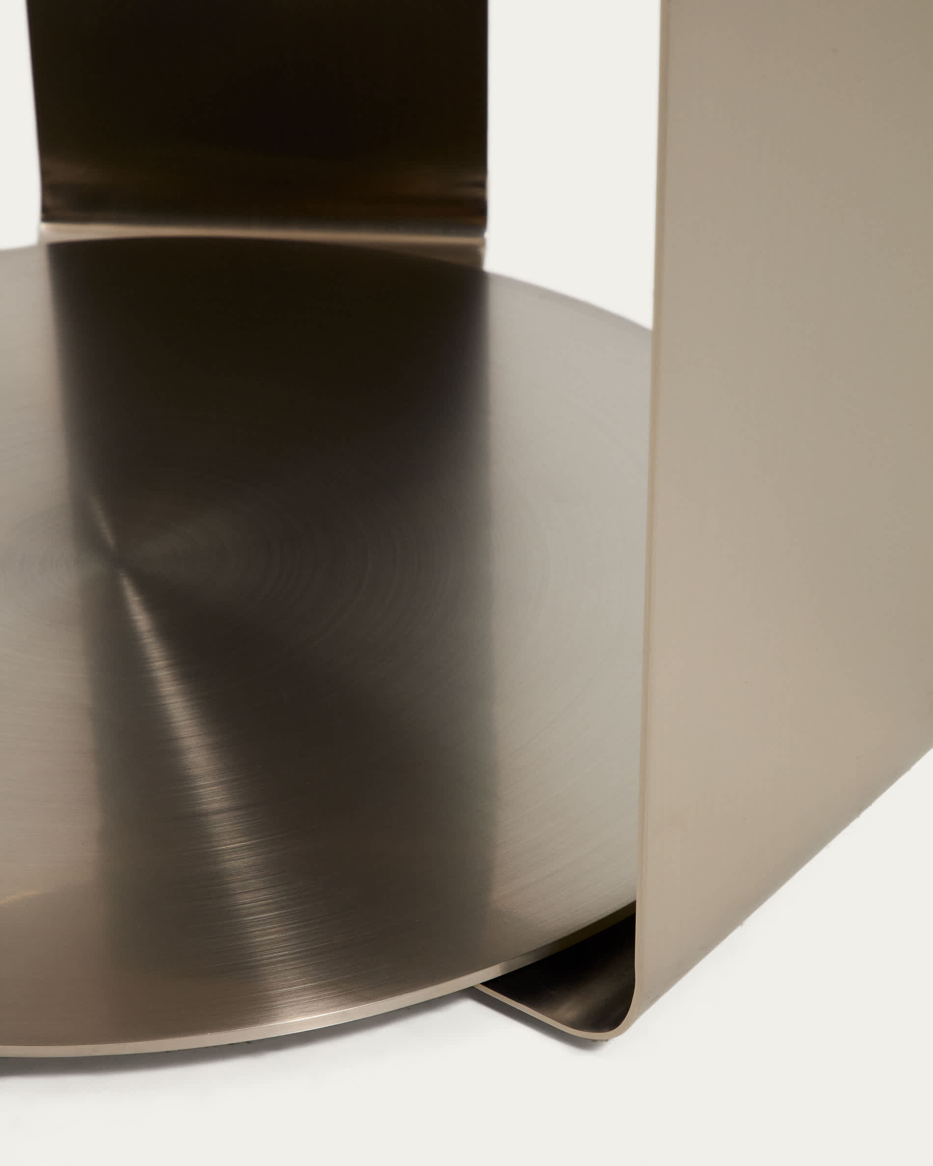 Dolven coffee table in brown glass and brushed steel Ø60cm