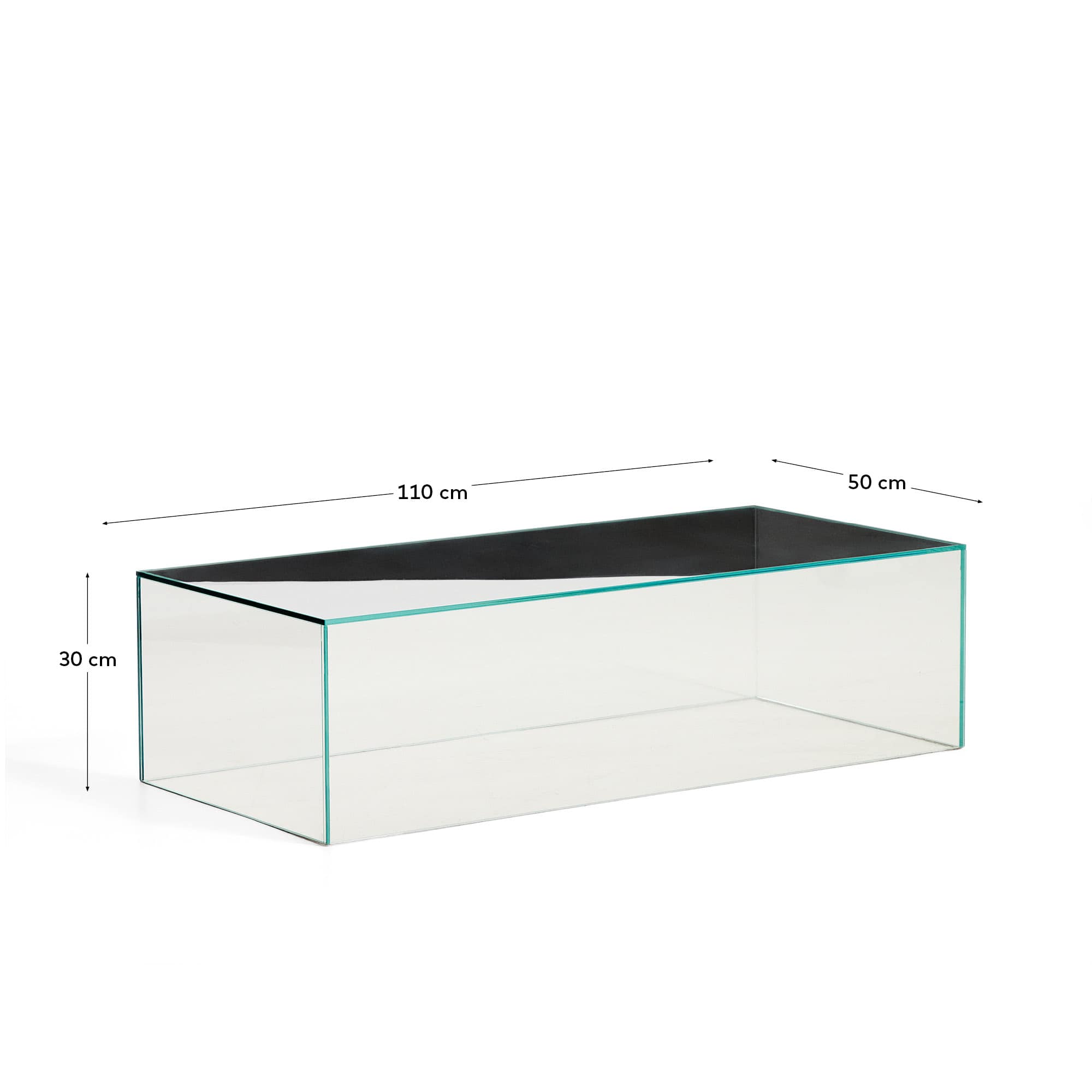Orlia coffee table in clear tempered glass 110 x 50cm