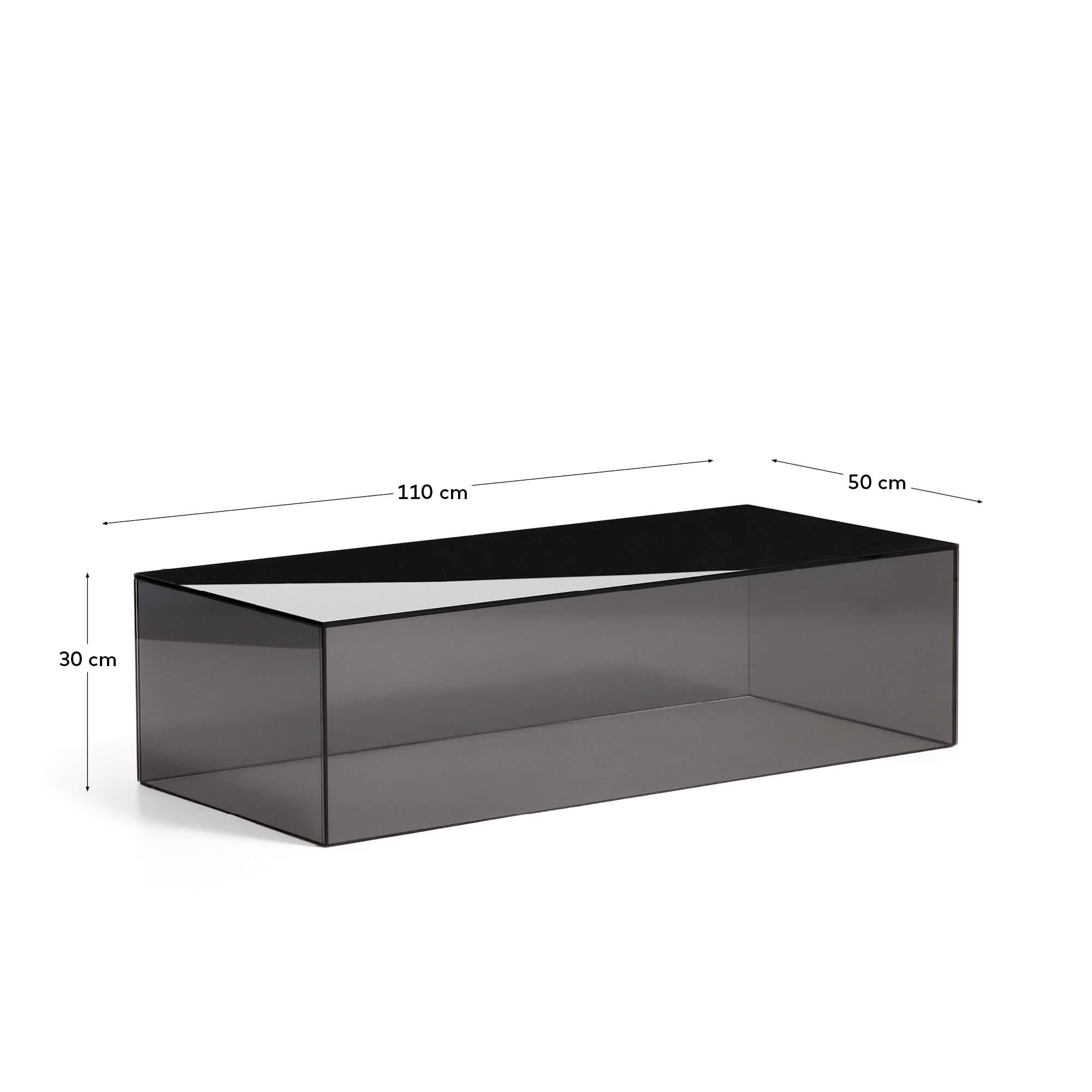 Orlia coffee table in dark grey tempered glass 110 x 50cm