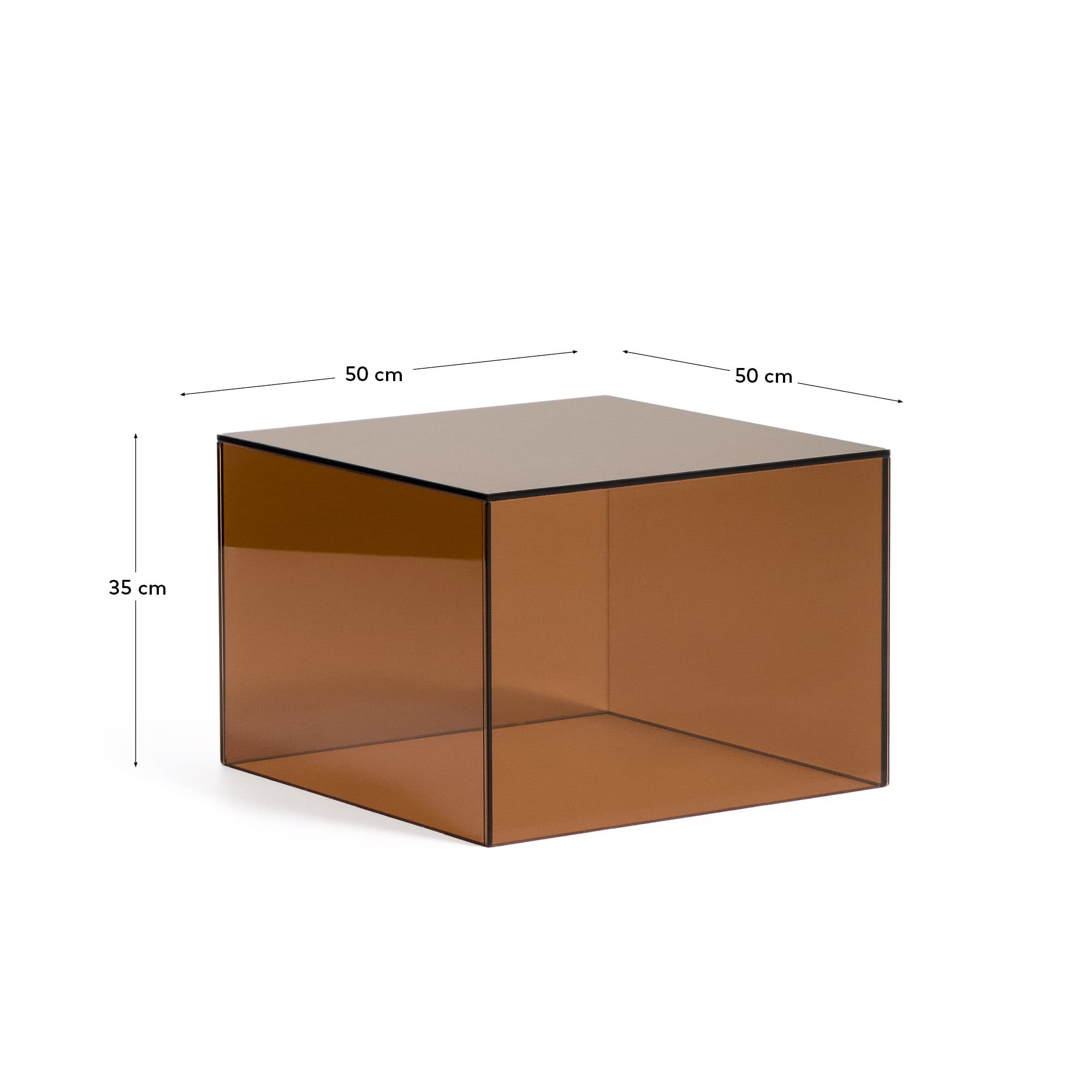 Orlia side table in brown tempered glass 50 x 50cm