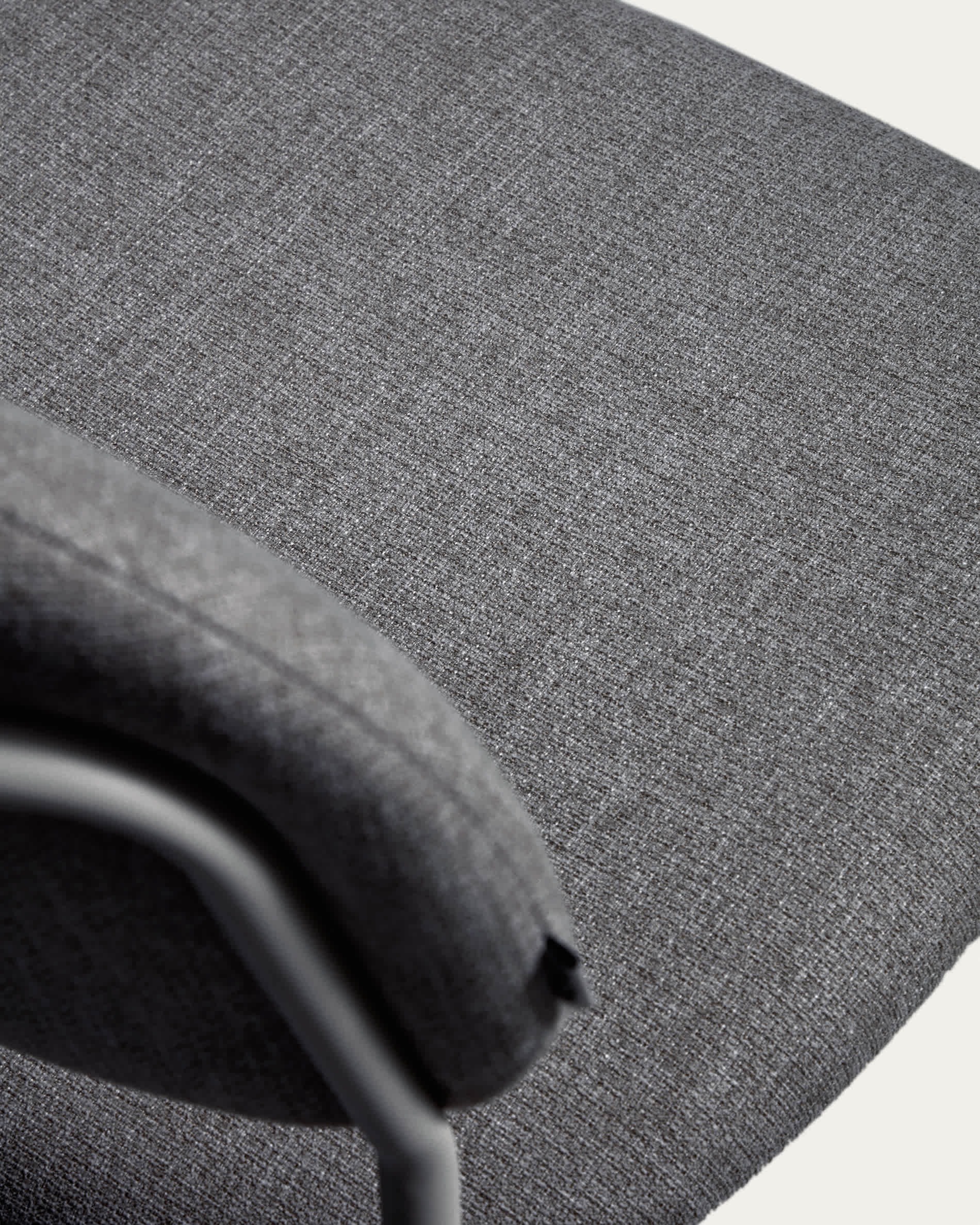Meli stackable stool in grey chenille with grey metal legs FSC Mix Credit 65cm