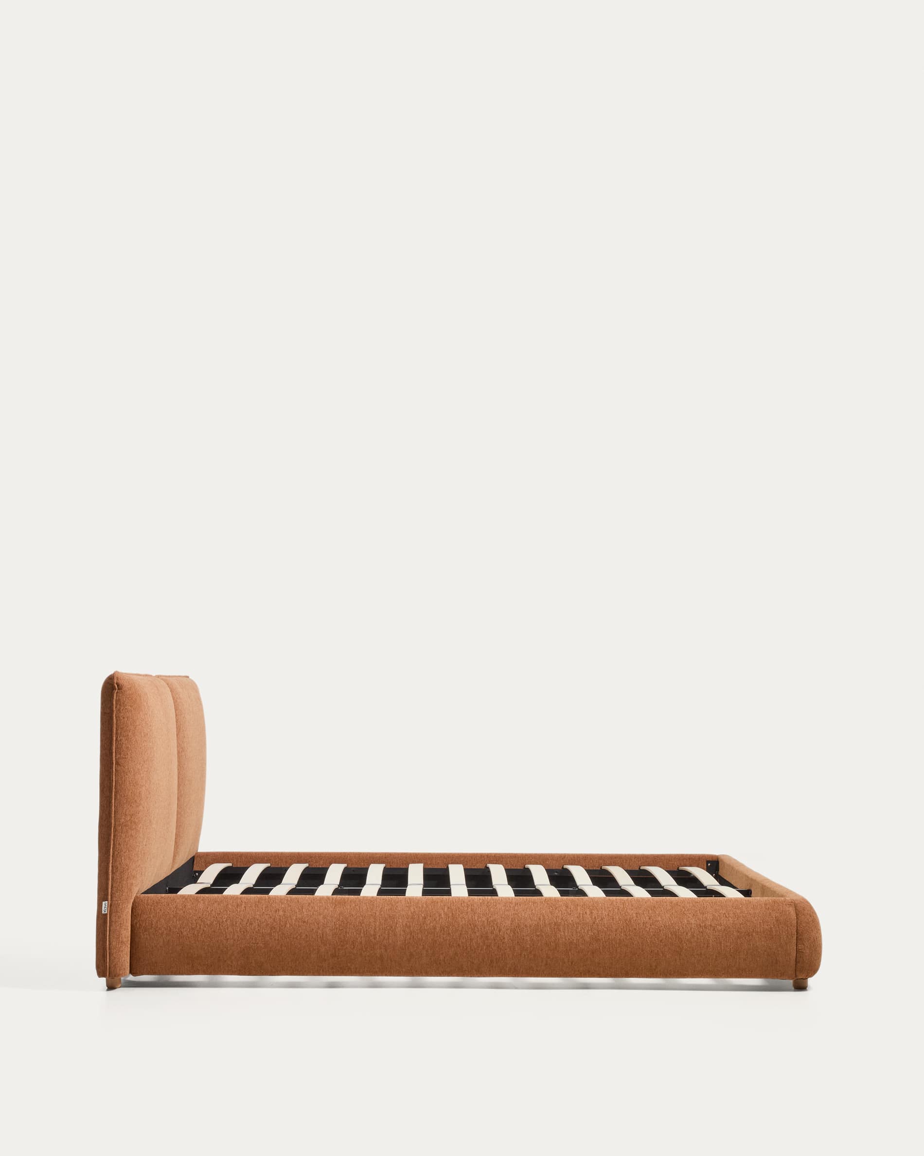 Elerio bed in soft copper chenille for 150 x 200cm mattress