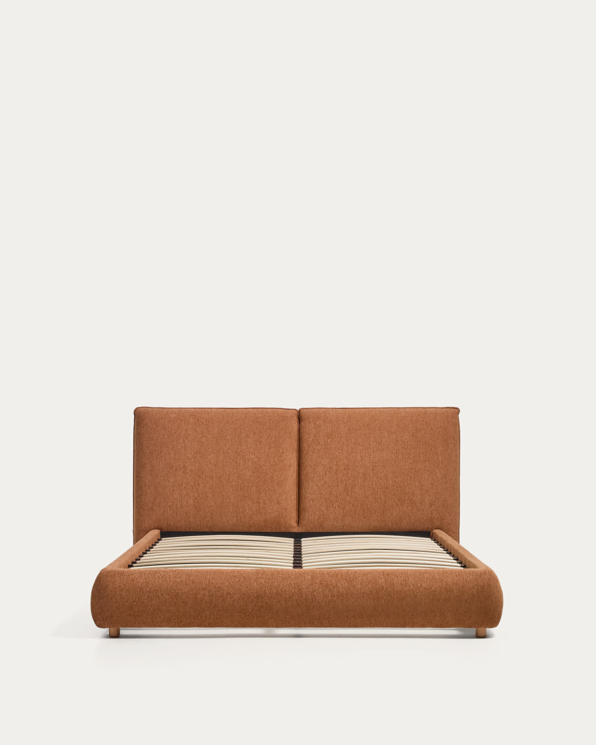 Elerio bed in soft copper chenille for 150 x 200cm mattress